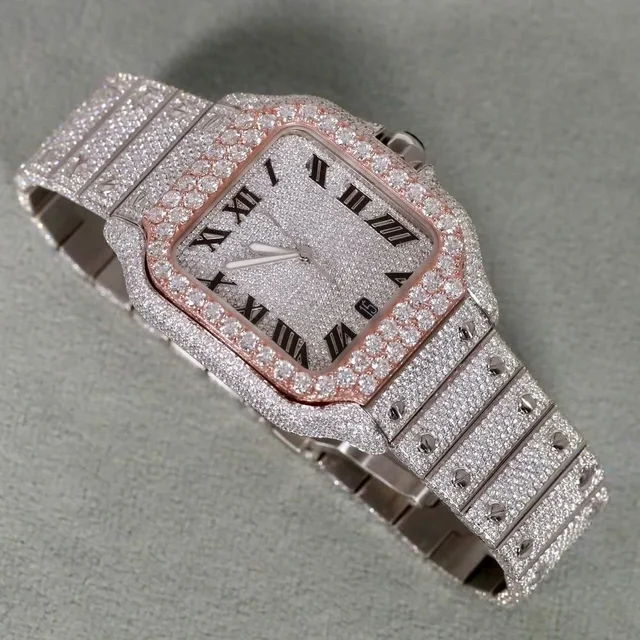 iced out "Santos de Cartier" inspired watch