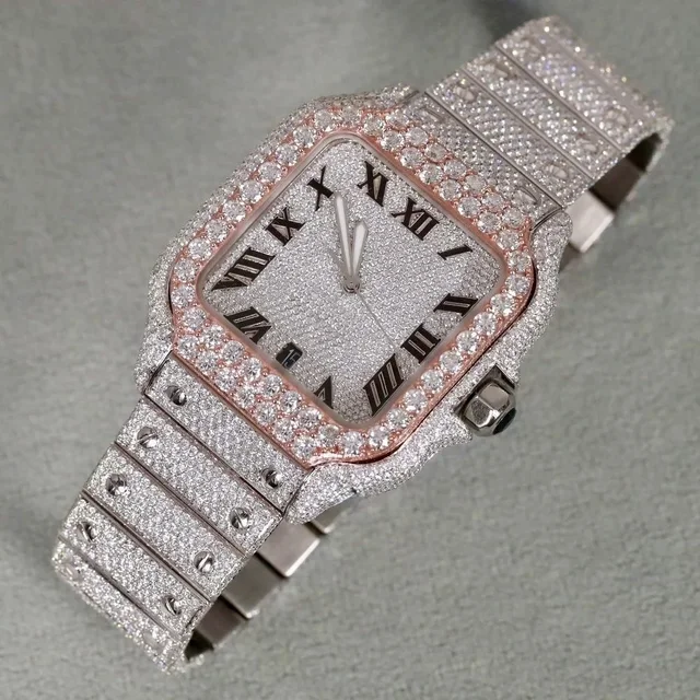 iced out "Santos de Cartier" inspired watch