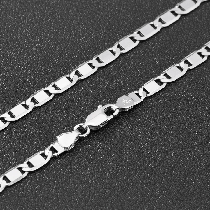 Sterling Silver flat mariner Chain Necklace