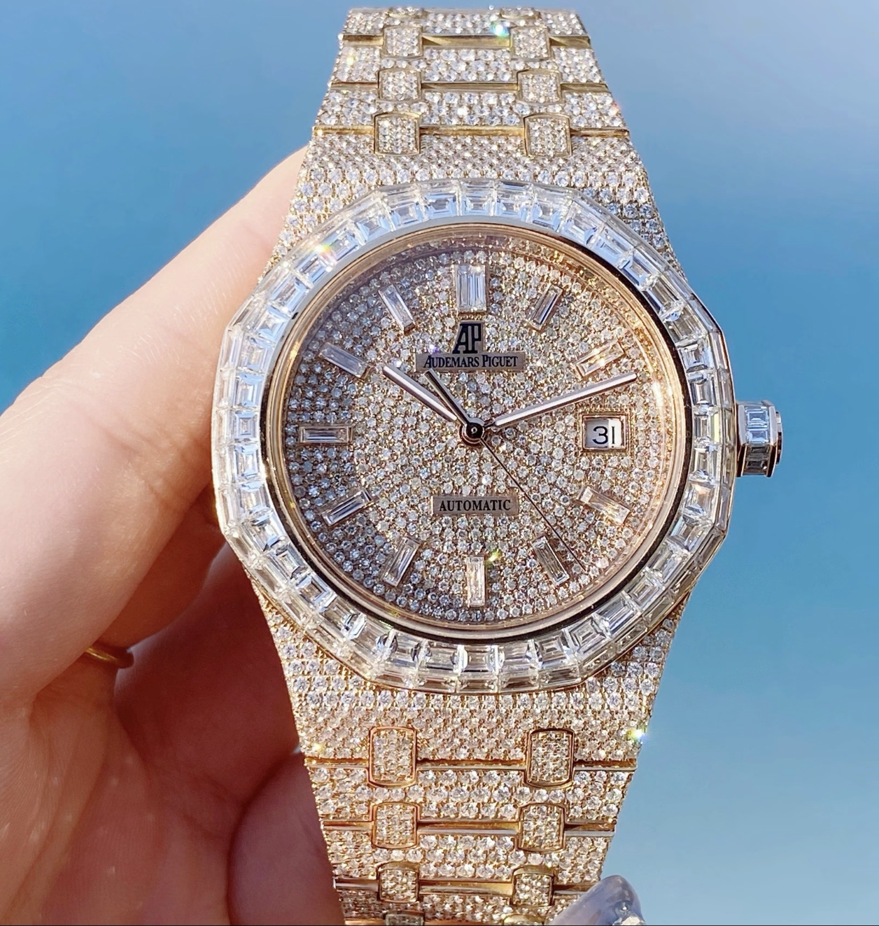 iced out "Royal Oak AP" inspired watch