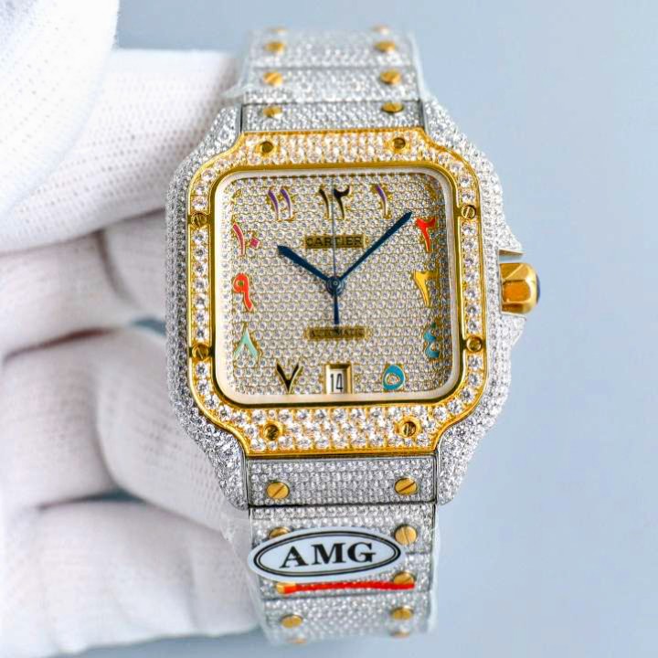 Iced out "Santos de Cartier" Inspired Watch