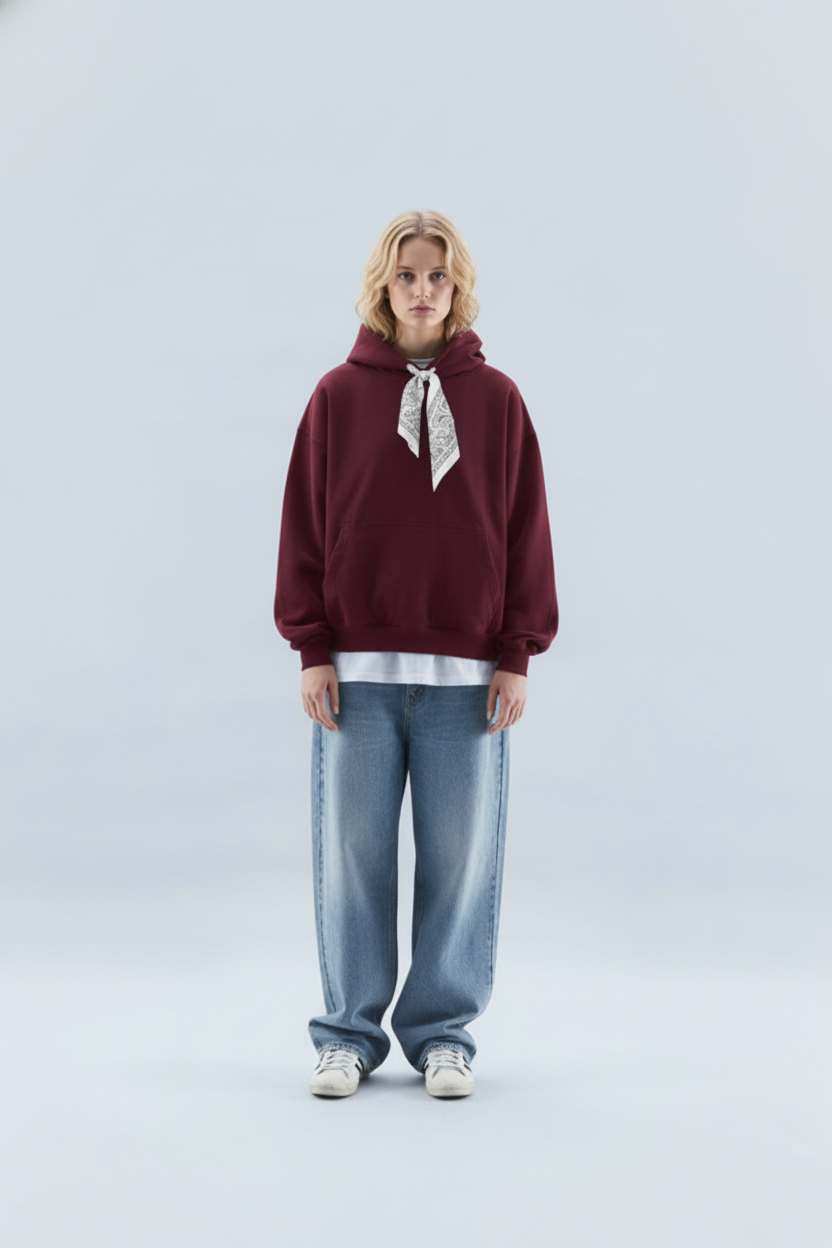 Burgundy Bandana Hoodie