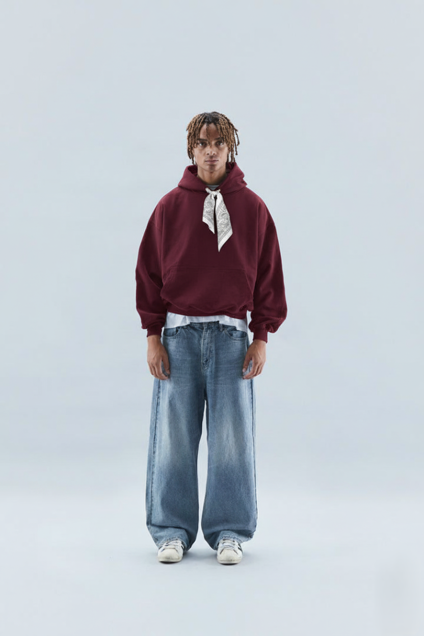 Burgundy Bandana Hoodie