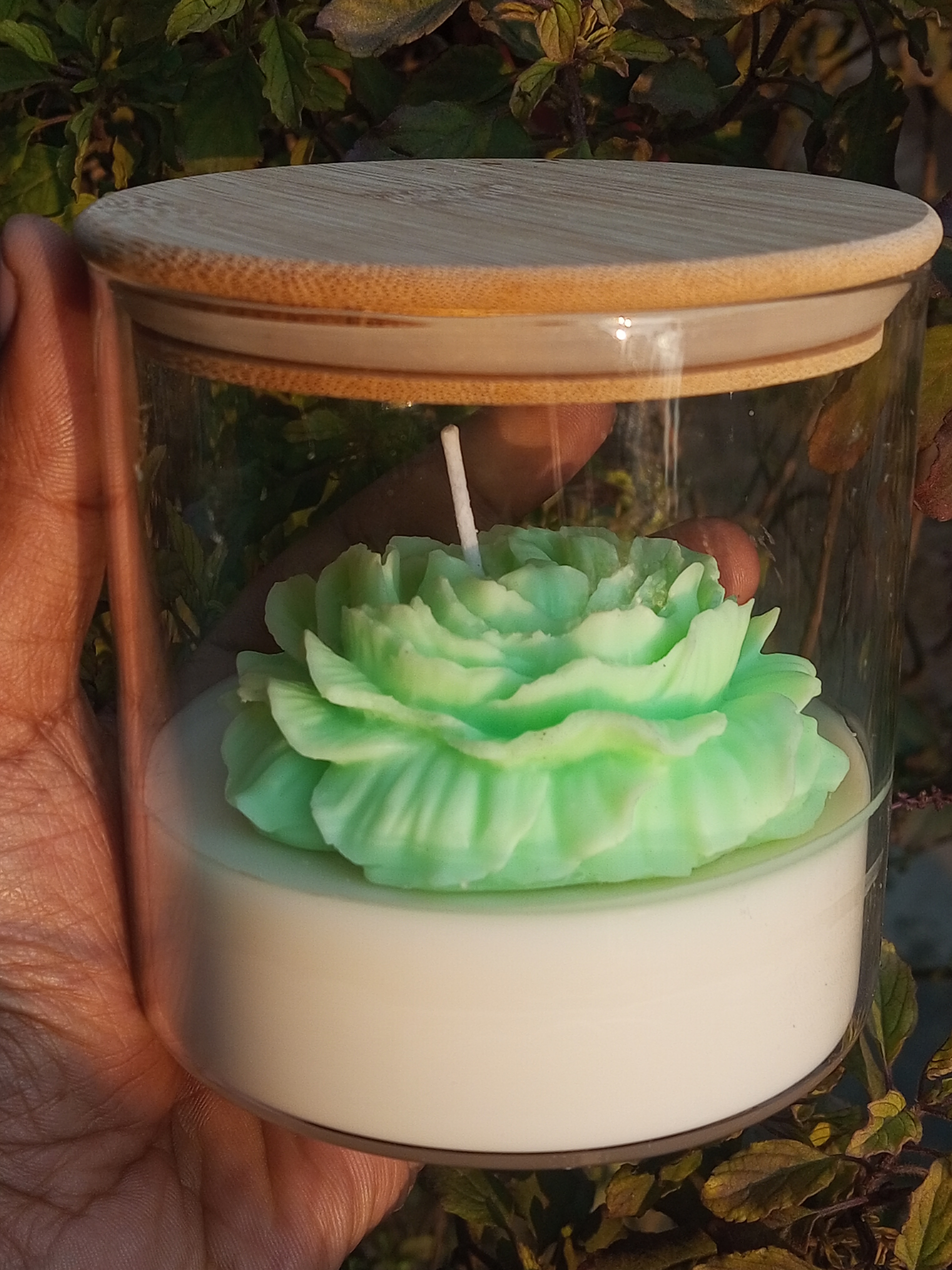 Rose Fragrance Peony Candle, Handcrafted Glass Jar, Single Pack