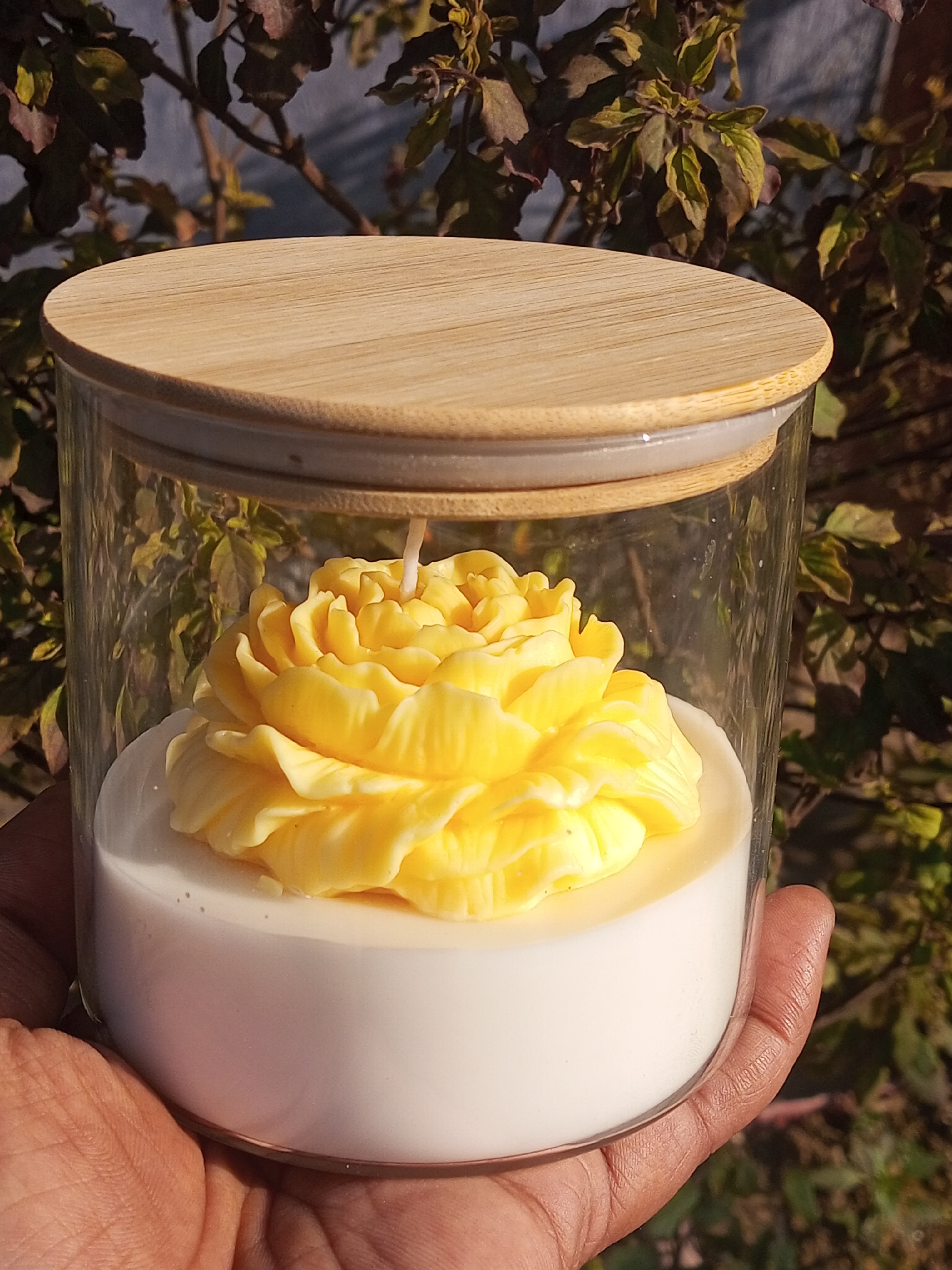 Feromic Rose Fragrance Peony Candle, Handcrafted Glass Jar, Single Pack