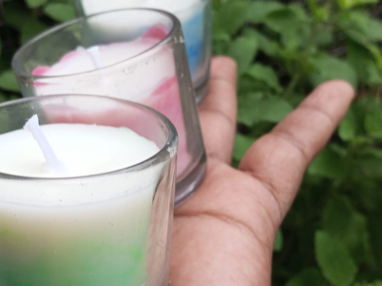 Feromic Night Jasmine Scented Designer Candles – Pack of Three (Green, Blue, Red)
