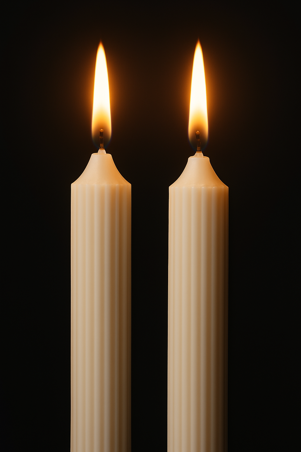 Elegant White Ribbed Taper Candles - Set of 2 | Decorative & Scent-Free | Feromic Brand