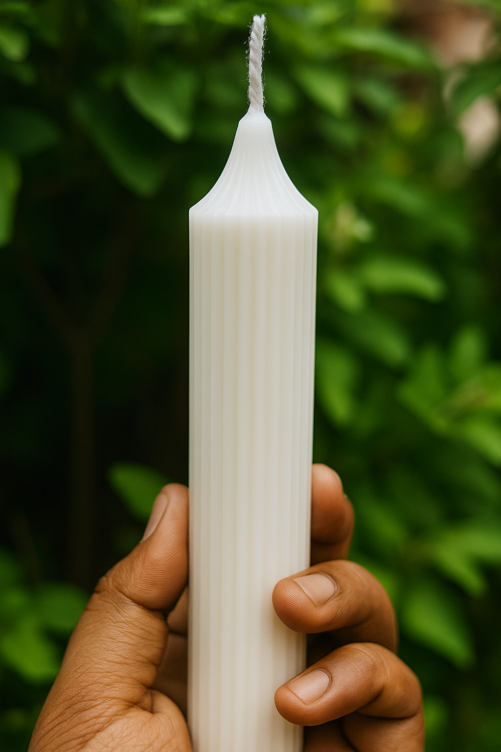 Elegant White Ribbed Taper Candles - Set of 2 | Decorative & Scent-Free | Feromic Brand