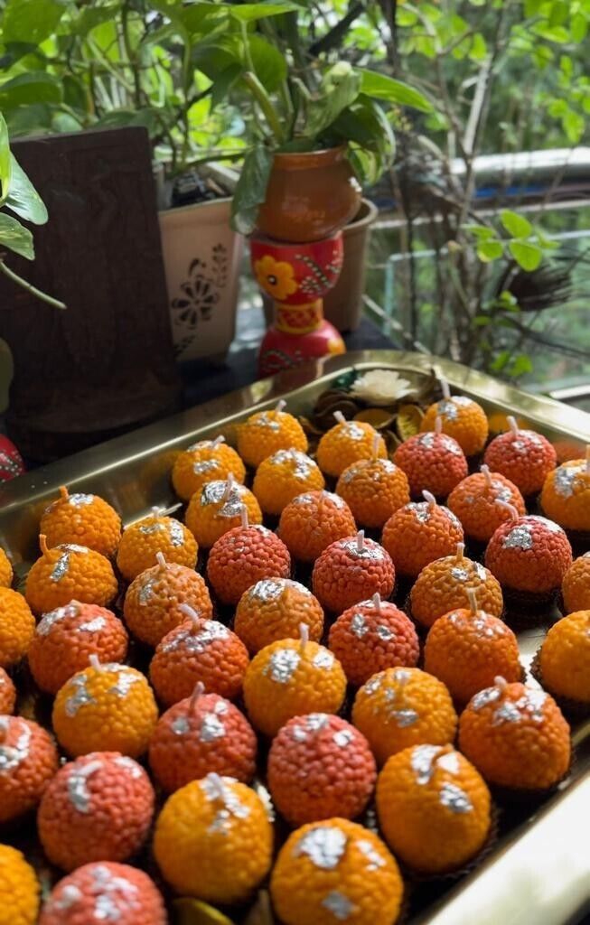 Feromic Motichoor Laddu Decorative Soy Wax Candle – Premium Quality Festive Gift