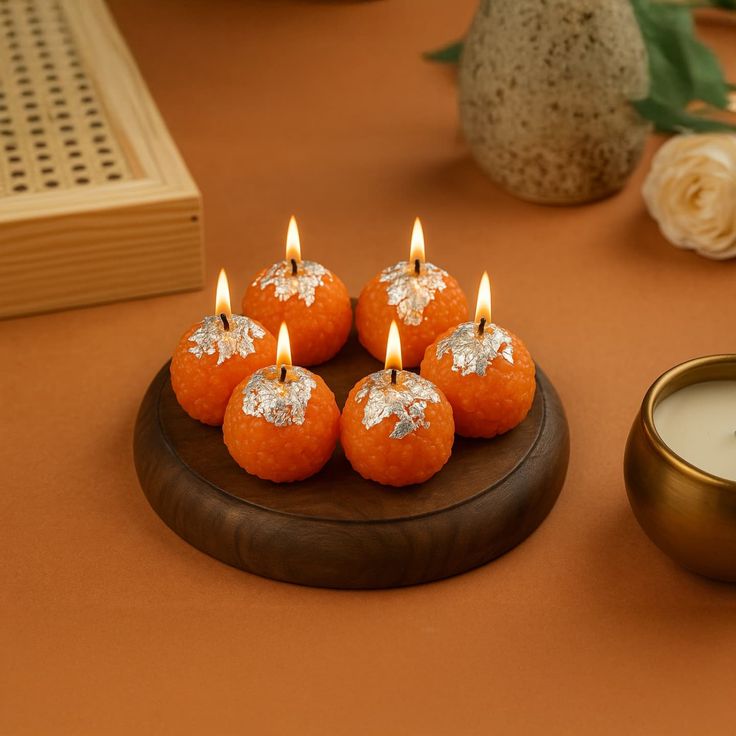 Feromic Motichoor Laddu Decorative Soy Wax Candle – Premium Quality Festive Gift