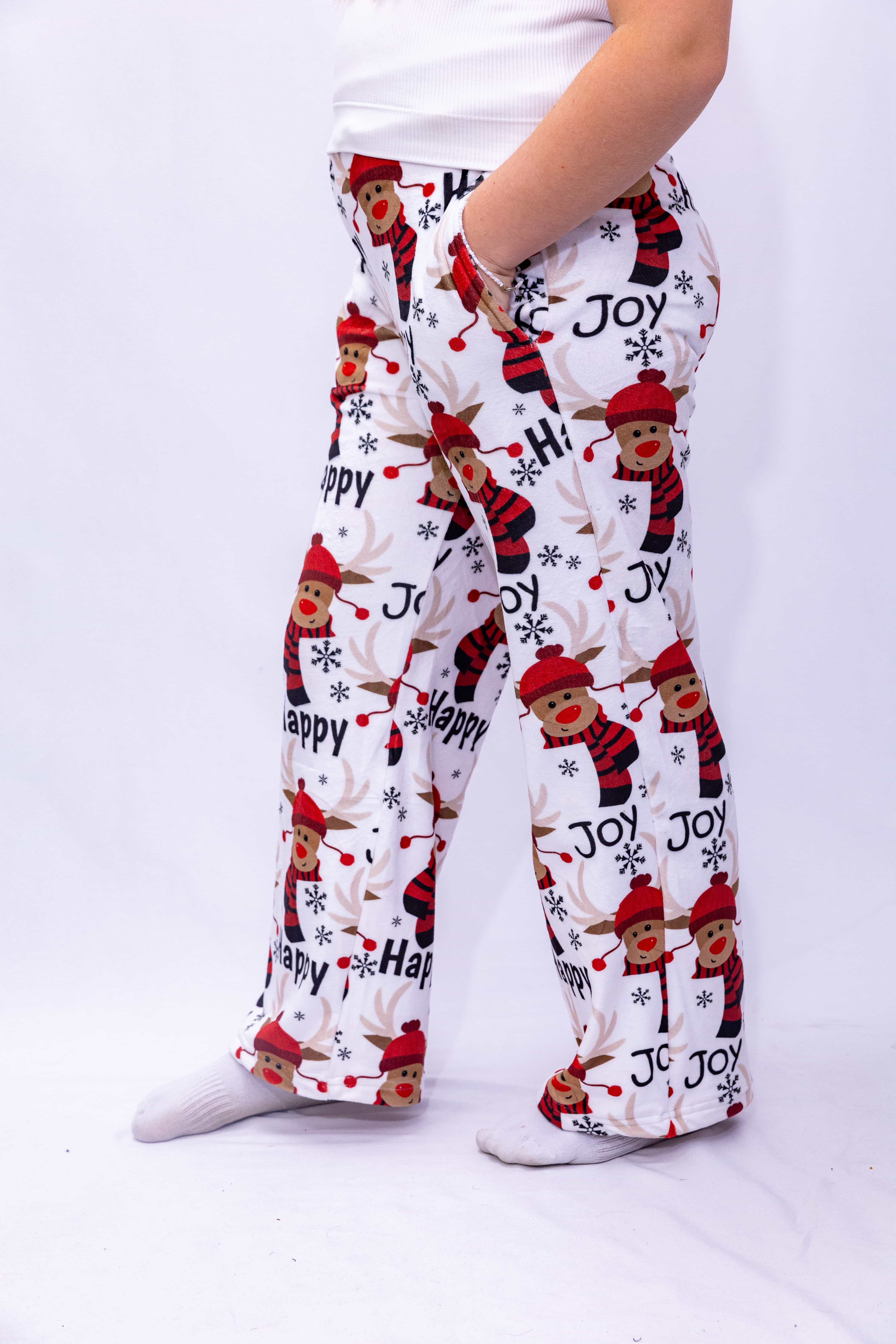 Wide-Leg Joggers – Festive All-Over Holiday Print