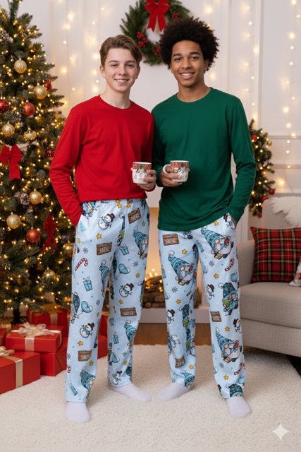 Premium Wide-Leg Joggers – Festive All-Over Holiday Print