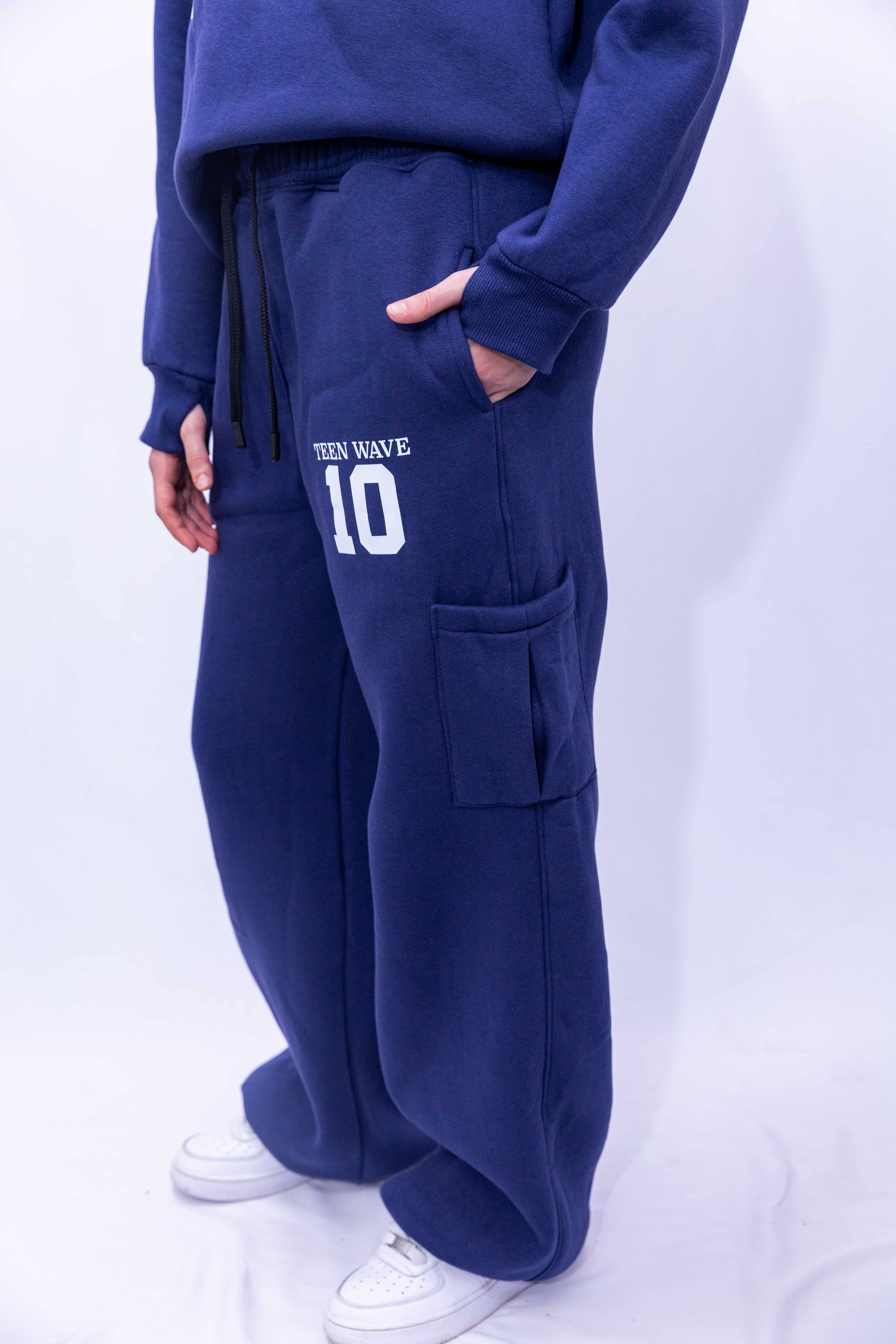 Premium Wide-Leg Joggers with Elastic & Adjustable Stopper-Navy