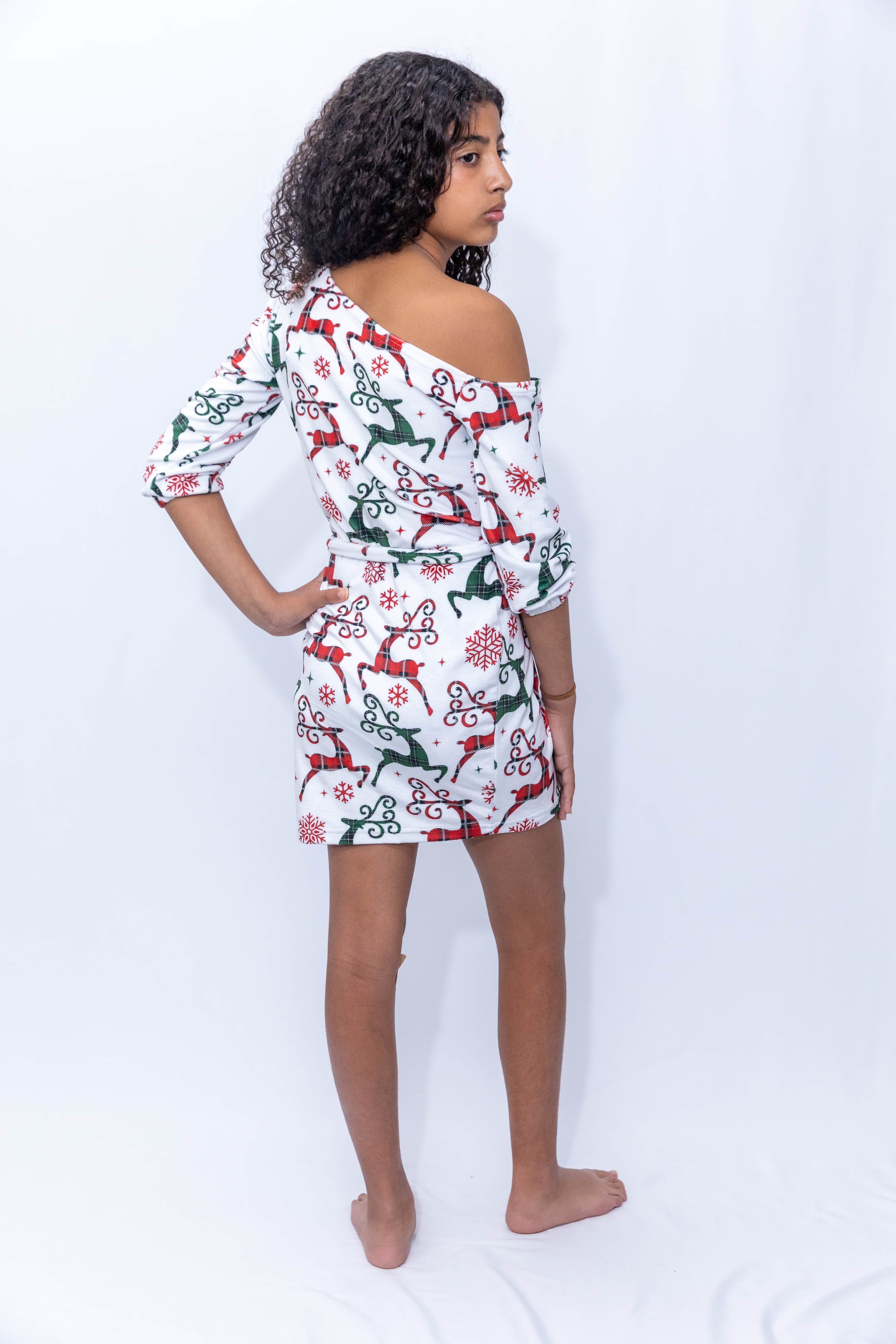 Christmas Off-Shoulder Dress – Festive Holiday Style - White