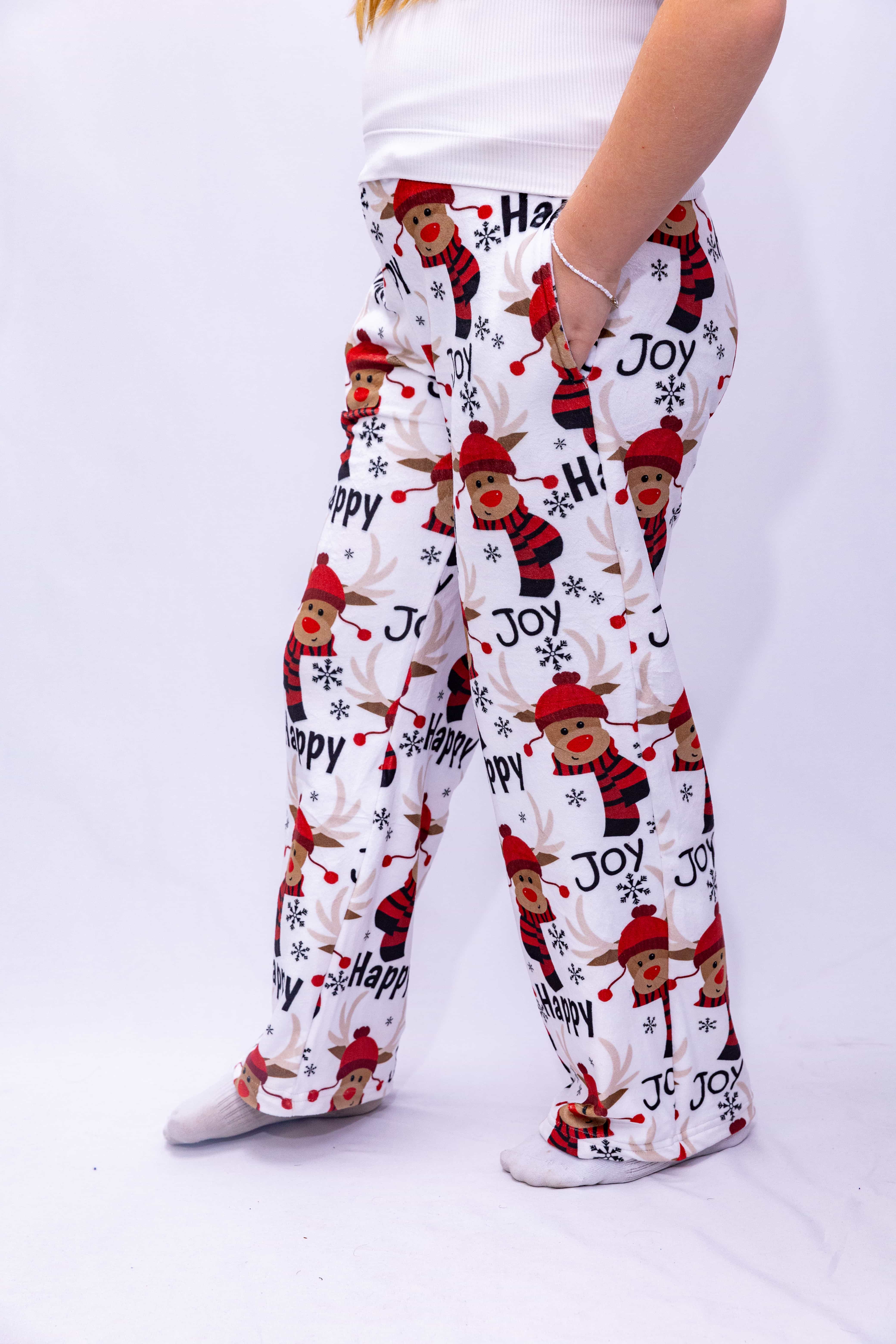 Wide-Leg Joggers – Festive All-Over Holiday Print