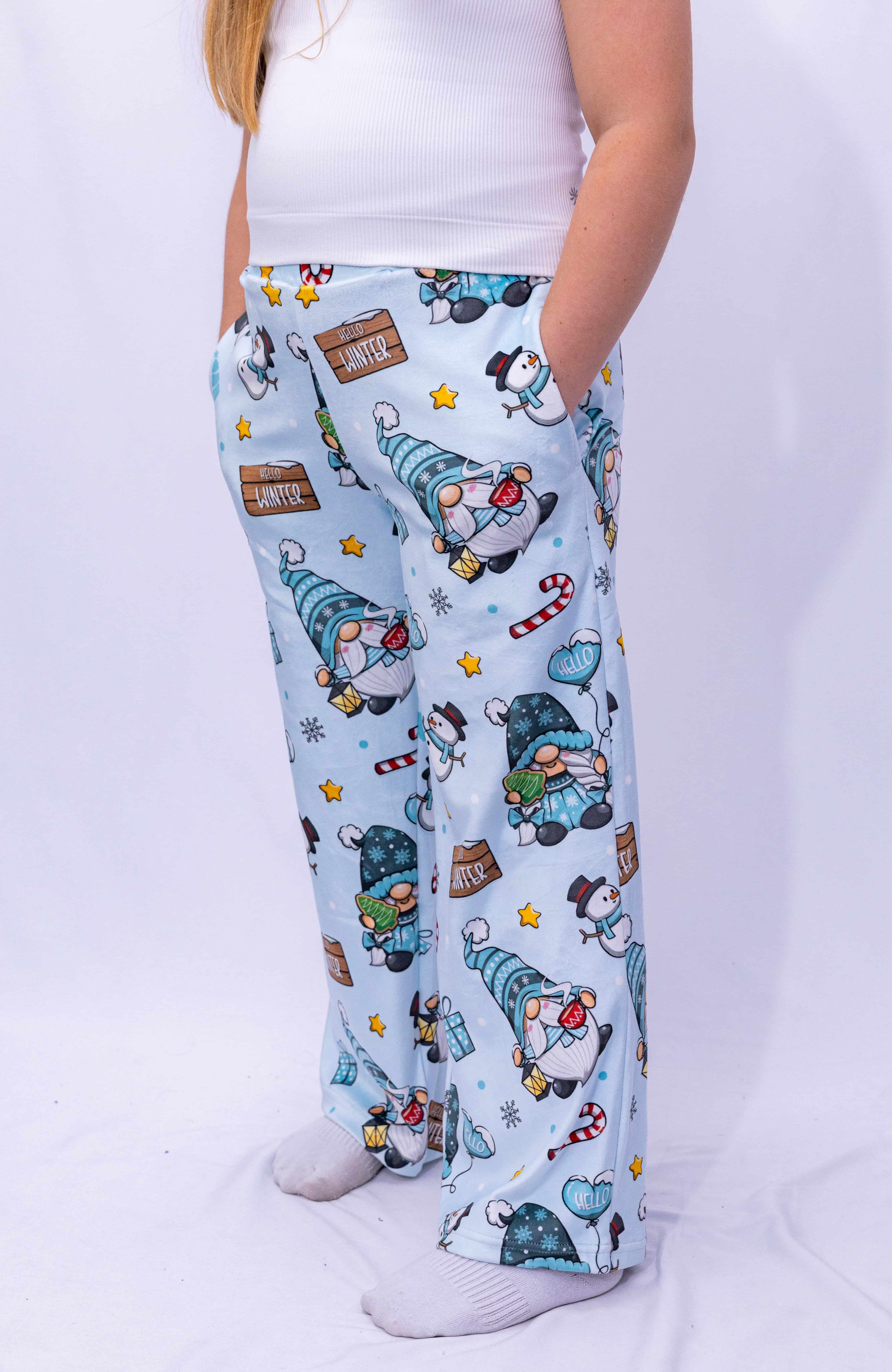 Premium Wide-Leg Joggers – Festive All-Over Holiday Print