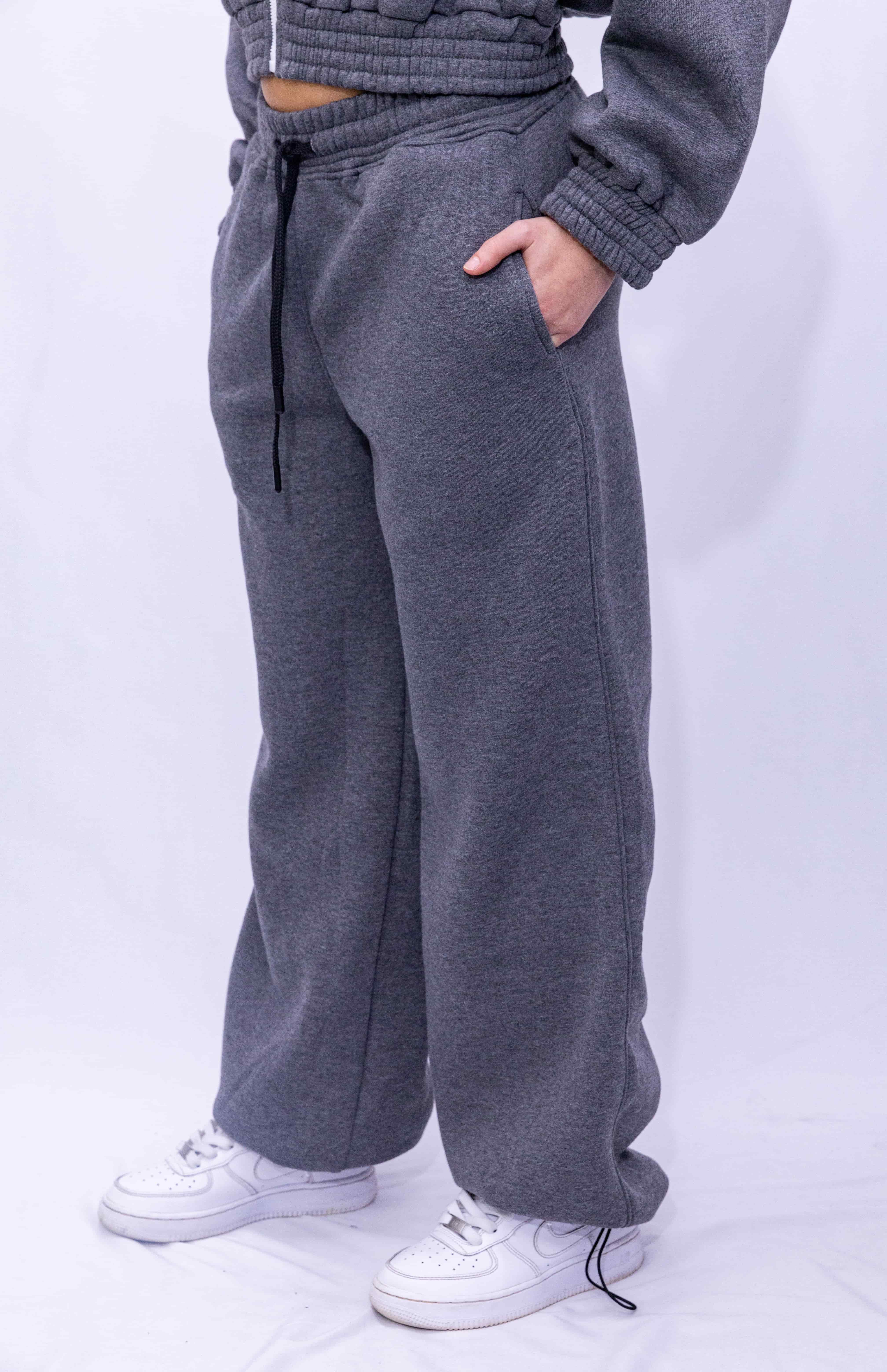 Premium Wide-Leg Joggers with Elastic & Adjustable Stopper-Grey
