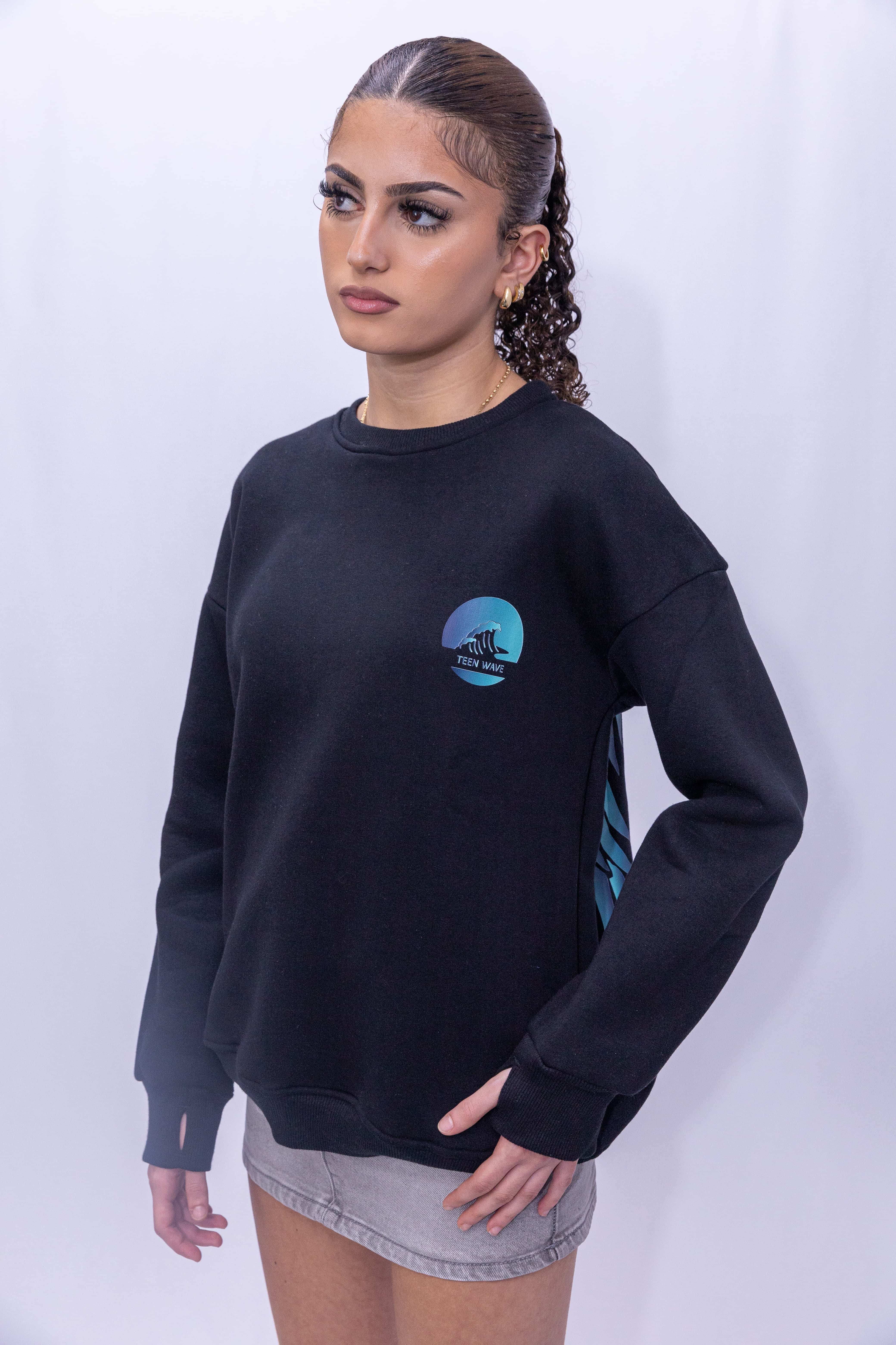 Printed Sweater for Teens & Tweens for Girls and Boys -Black color