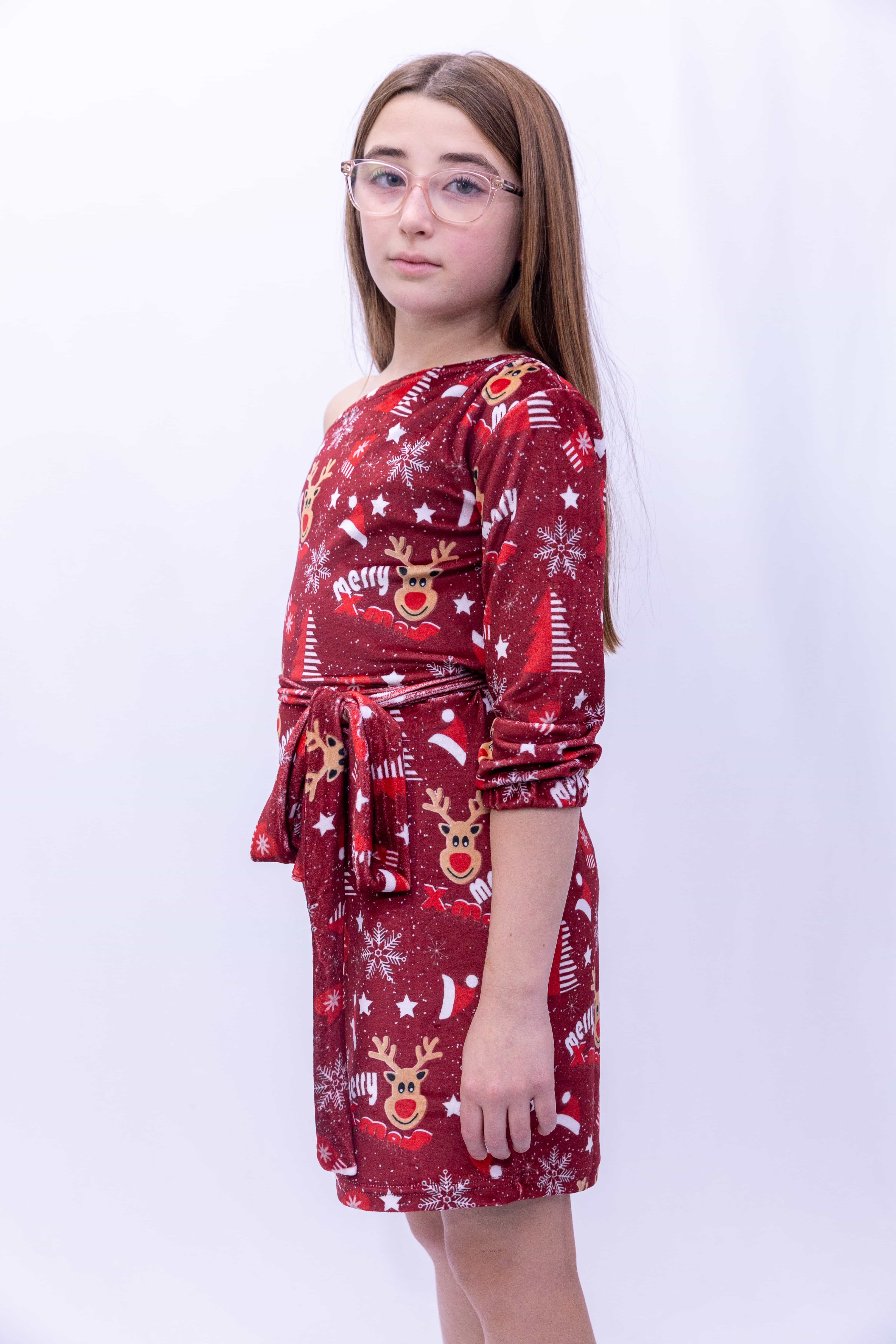 Christmas Off-Shoulder Dress – Festive Holiday Style - Red