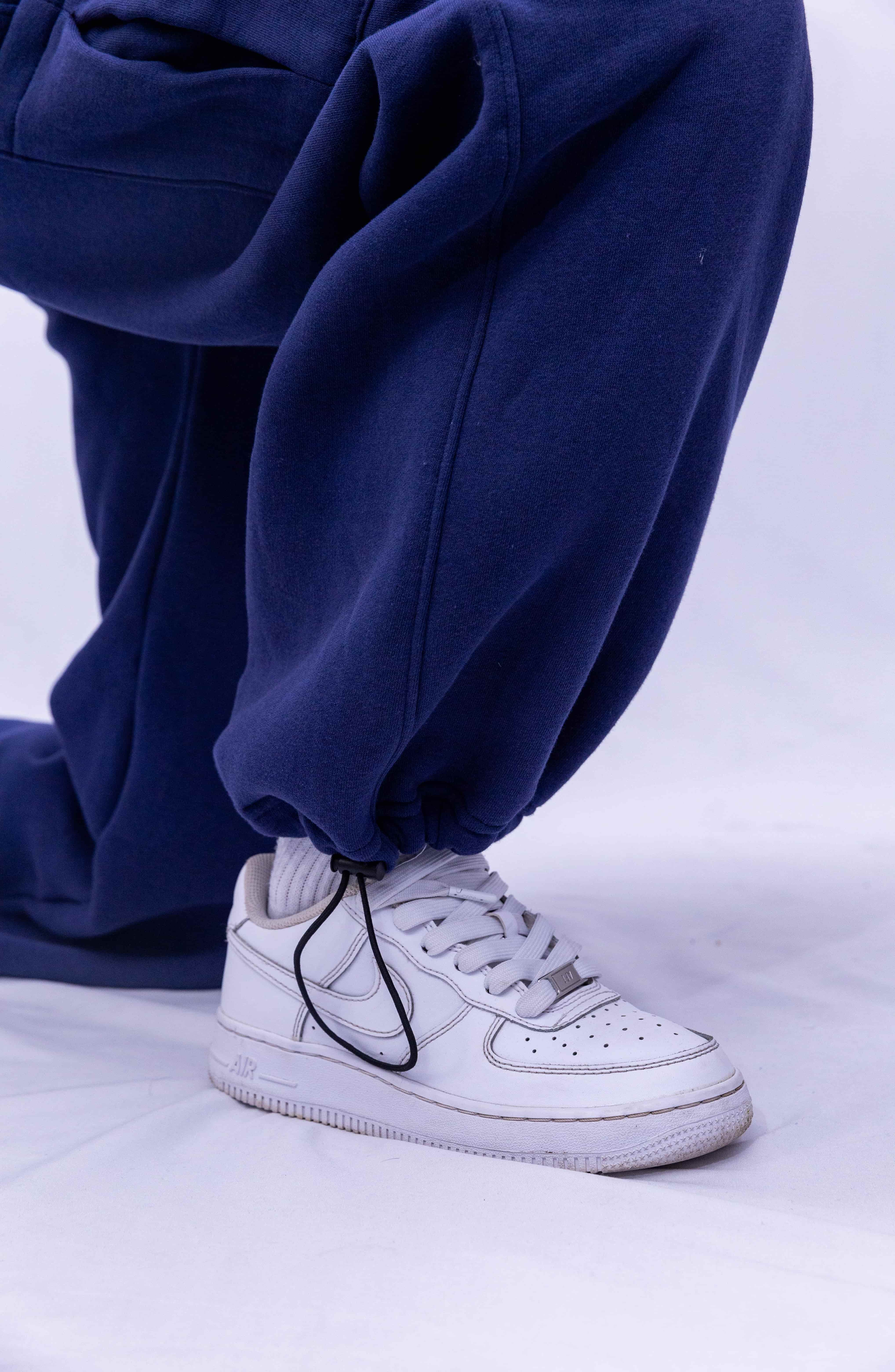 Premium Wide-Leg Joggers with Elastic & Adjustable Stopper-Navy