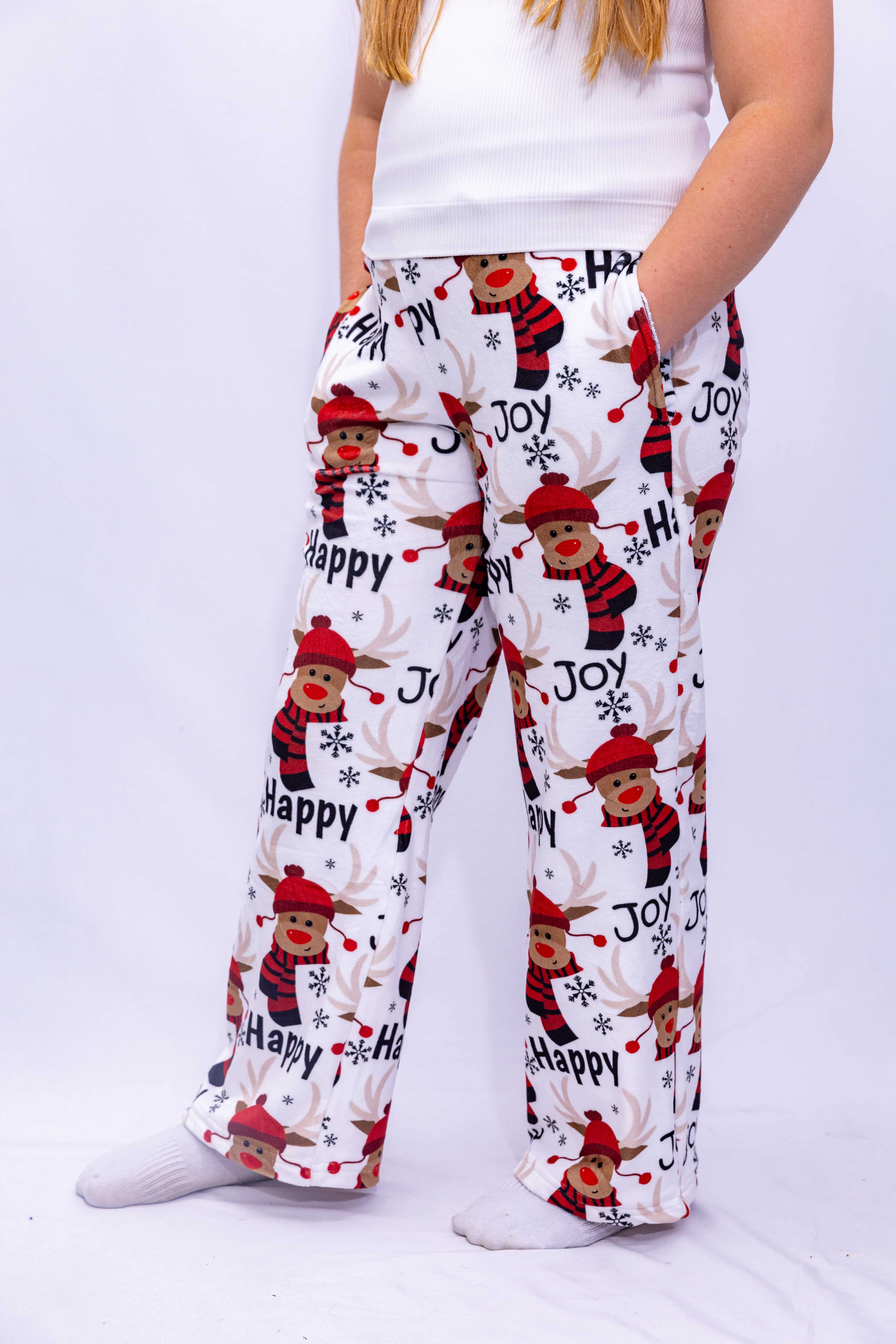 Wide-Leg Joggers – Festive All-Over Holiday Print