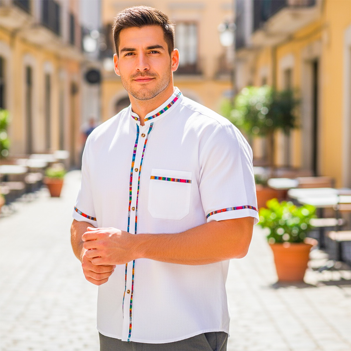 Camisas varios colores con detalles multicolor