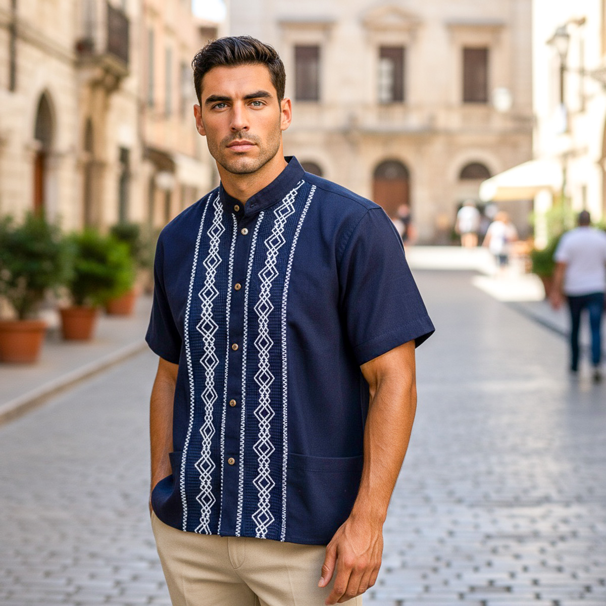 Camisa guayabera con bordado 
