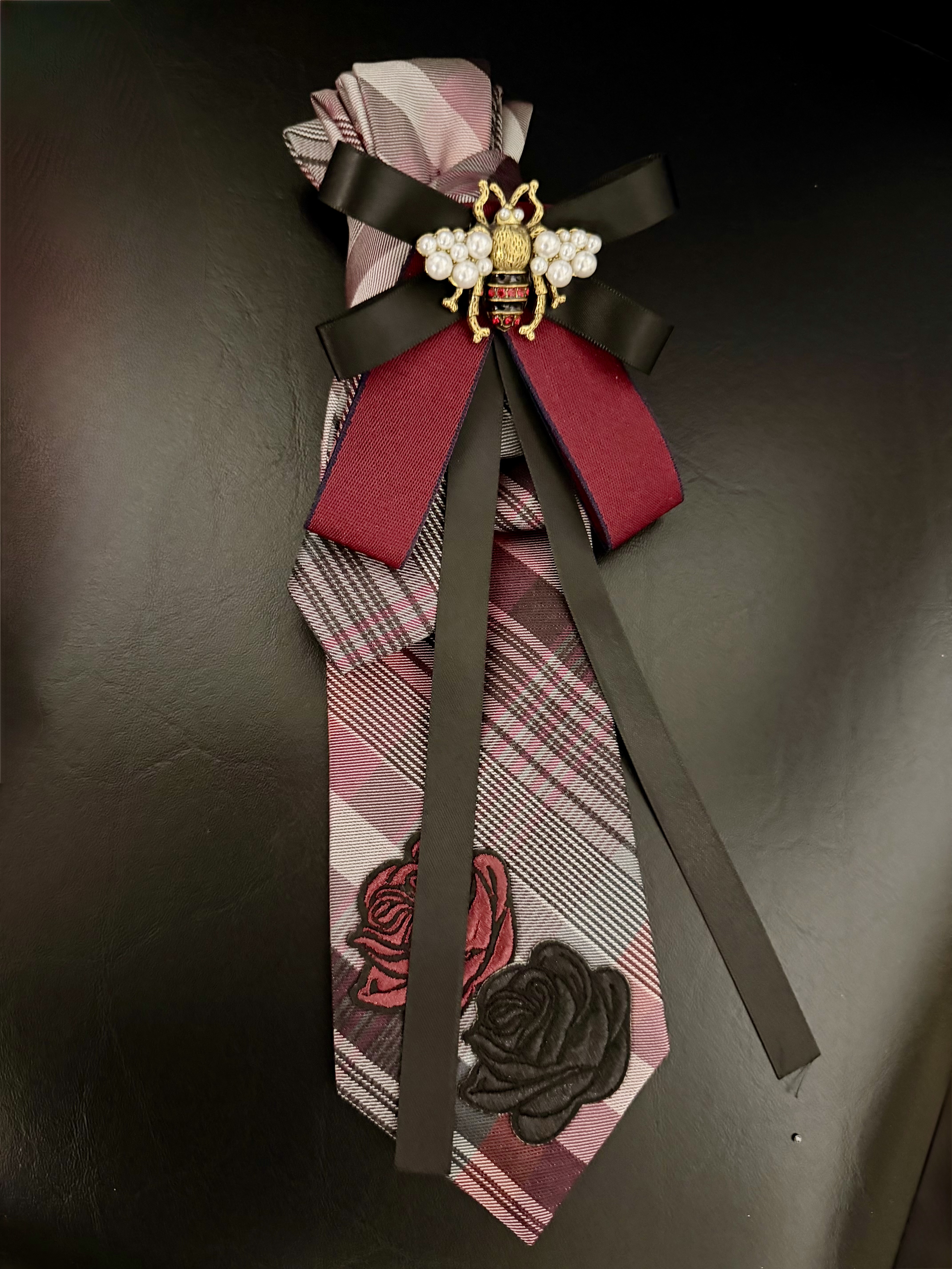 Wine Rose Beanie + Tie