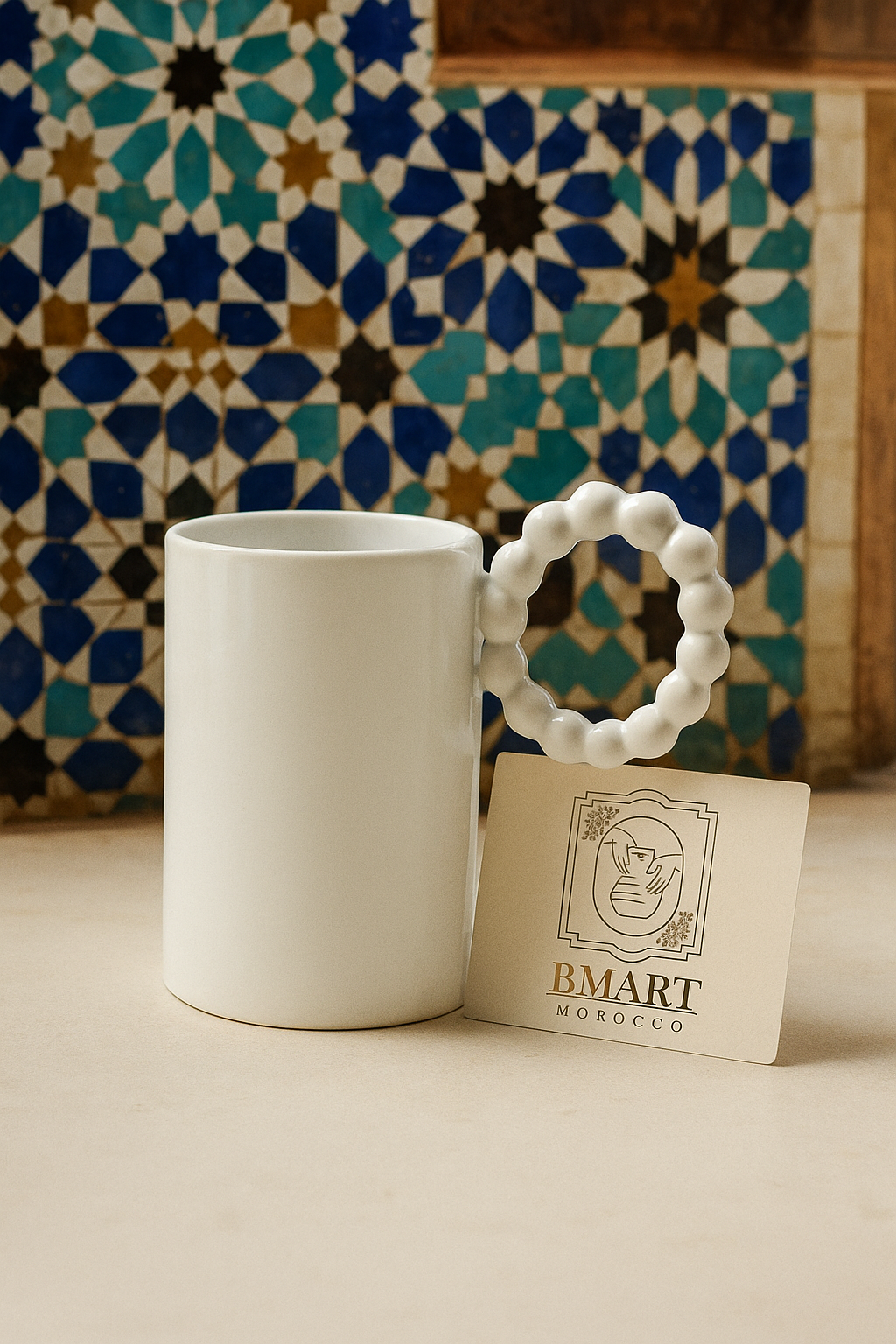 Tasse Élégance Perlée – Blanc Céramique Minimaliste