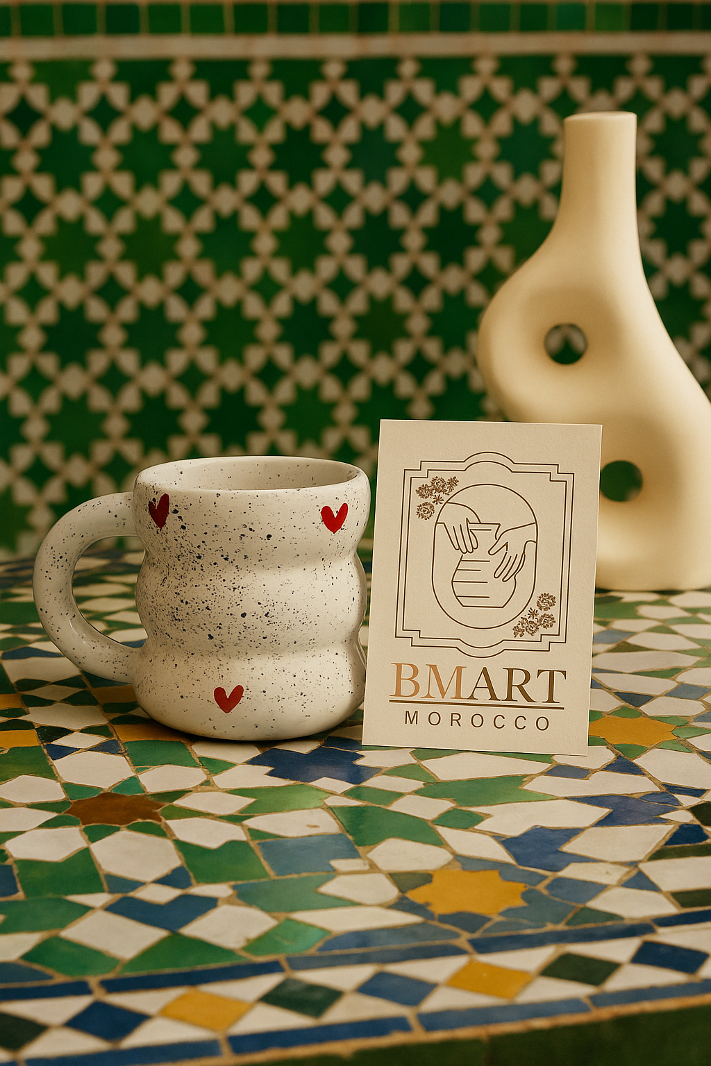Tasse "Graffiti d’Amour" 🖤✨ - Design Galbé et Cœurs Rouges