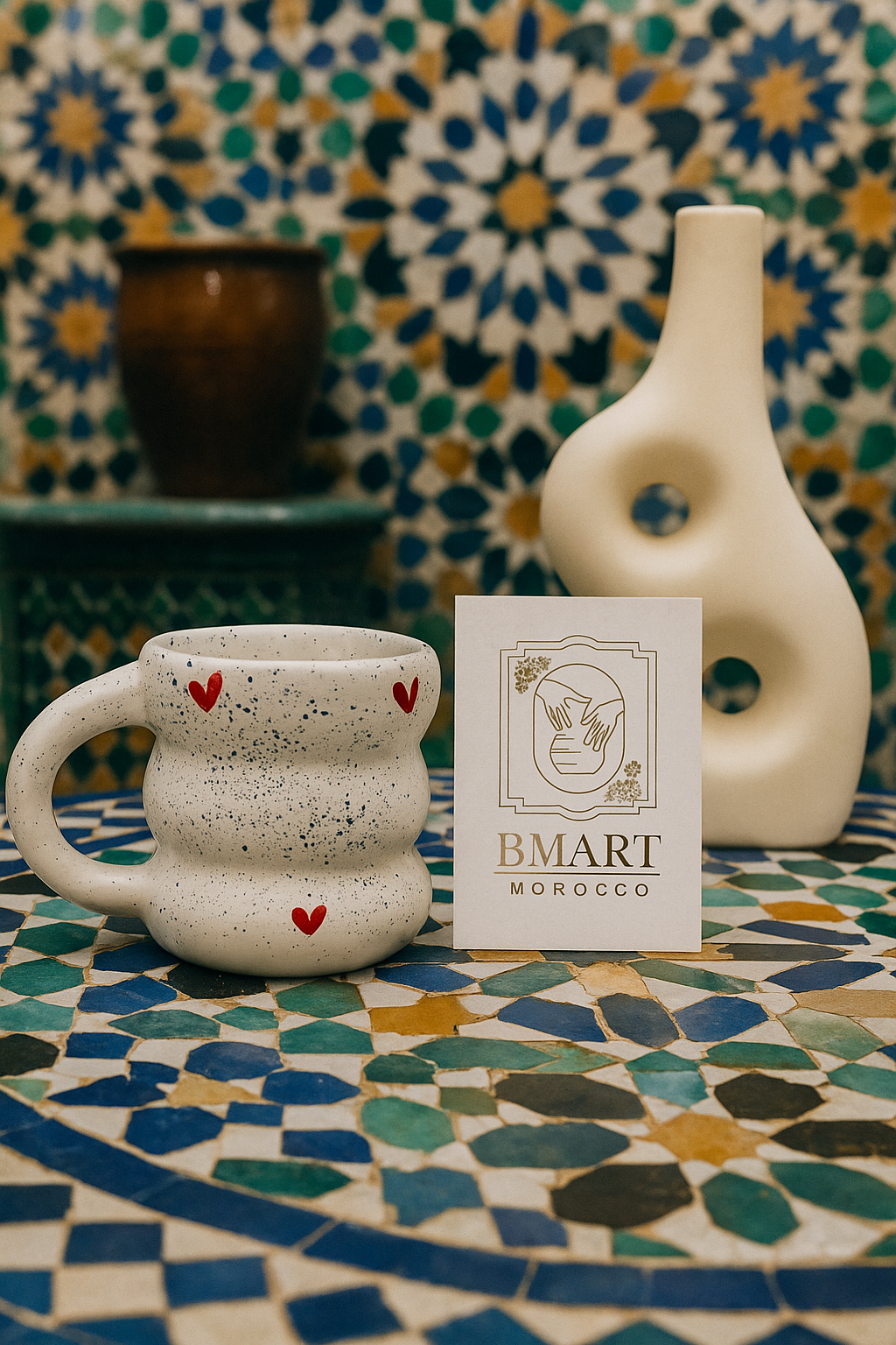 Tasse "Graffiti d’Amour" 🖤✨ - Design Galbé et Cœurs Rouges