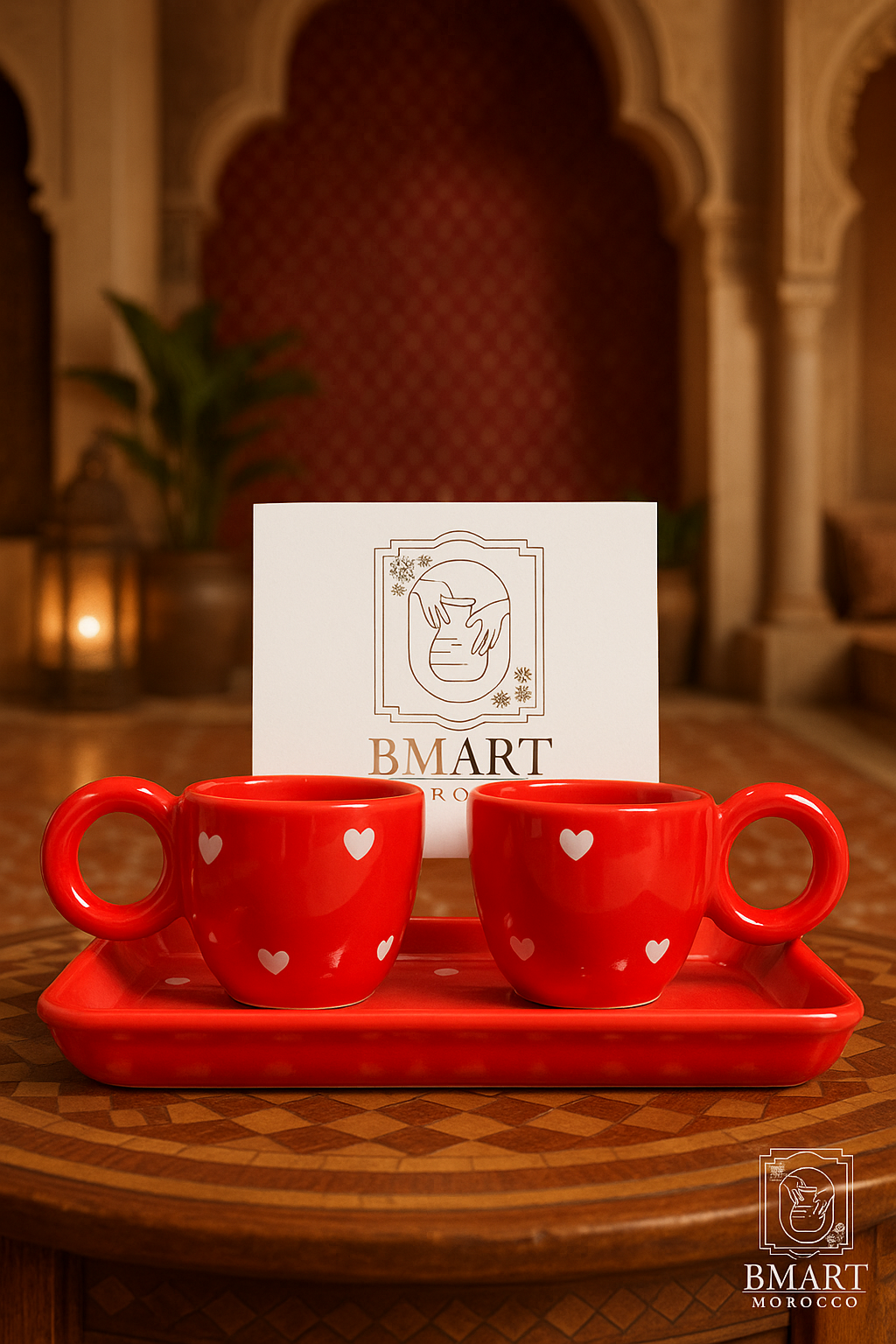 Duo de tasses à café rouges