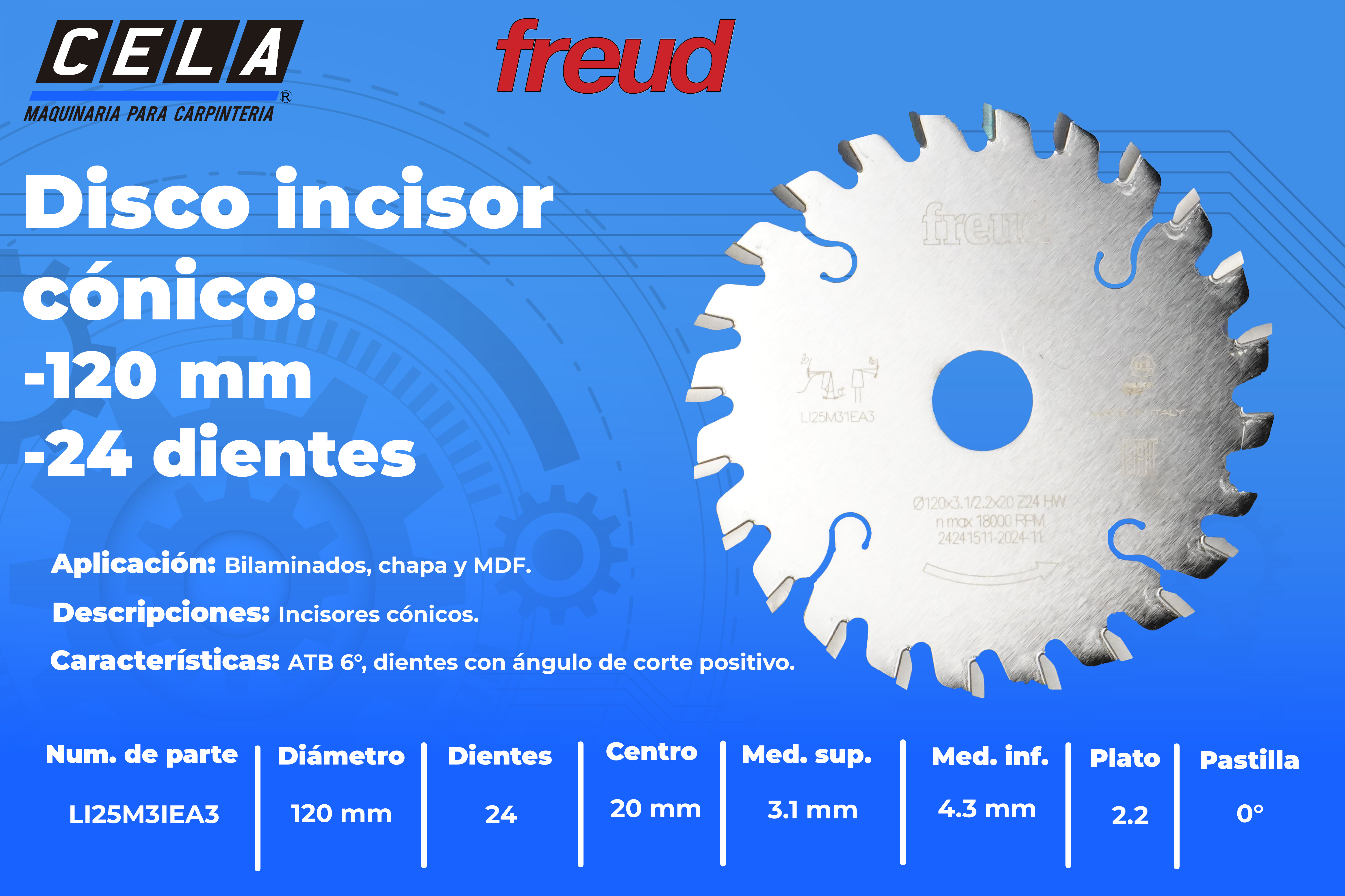 Disco incisor cónico | 24 dientes