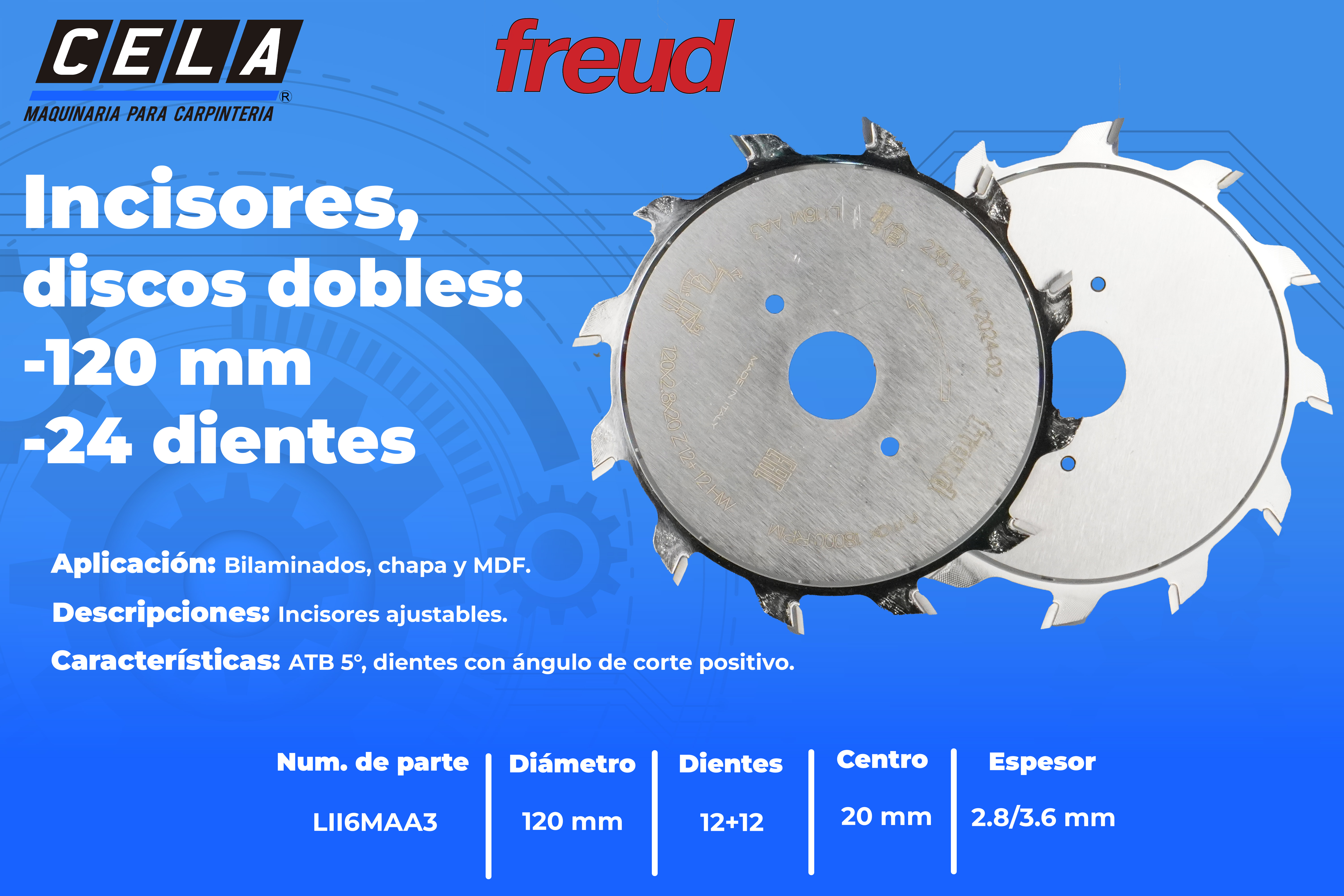 Incisores, discos dobles | 24 dientes