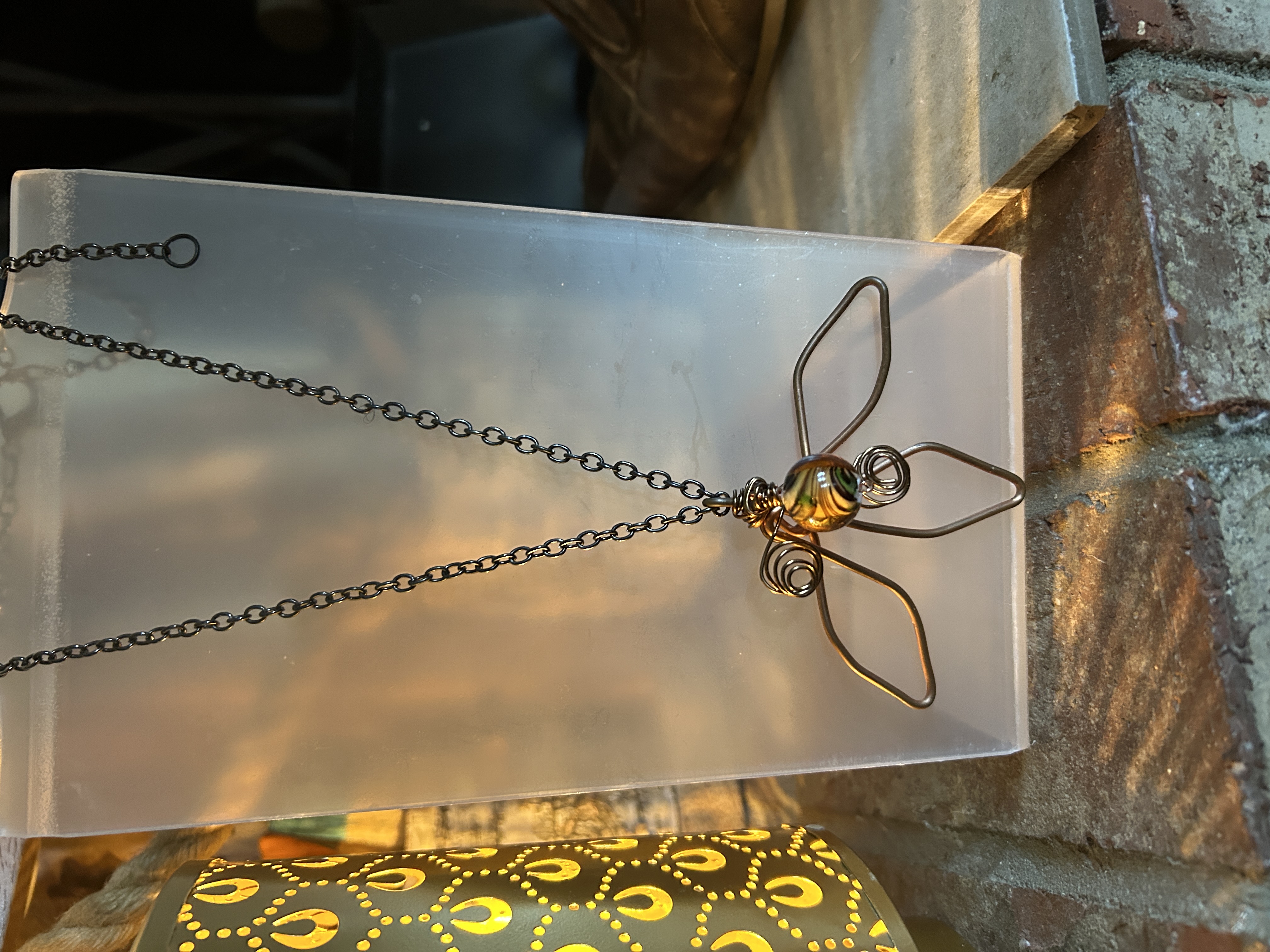 Handcrafted Wire Bee Pendant Necklace