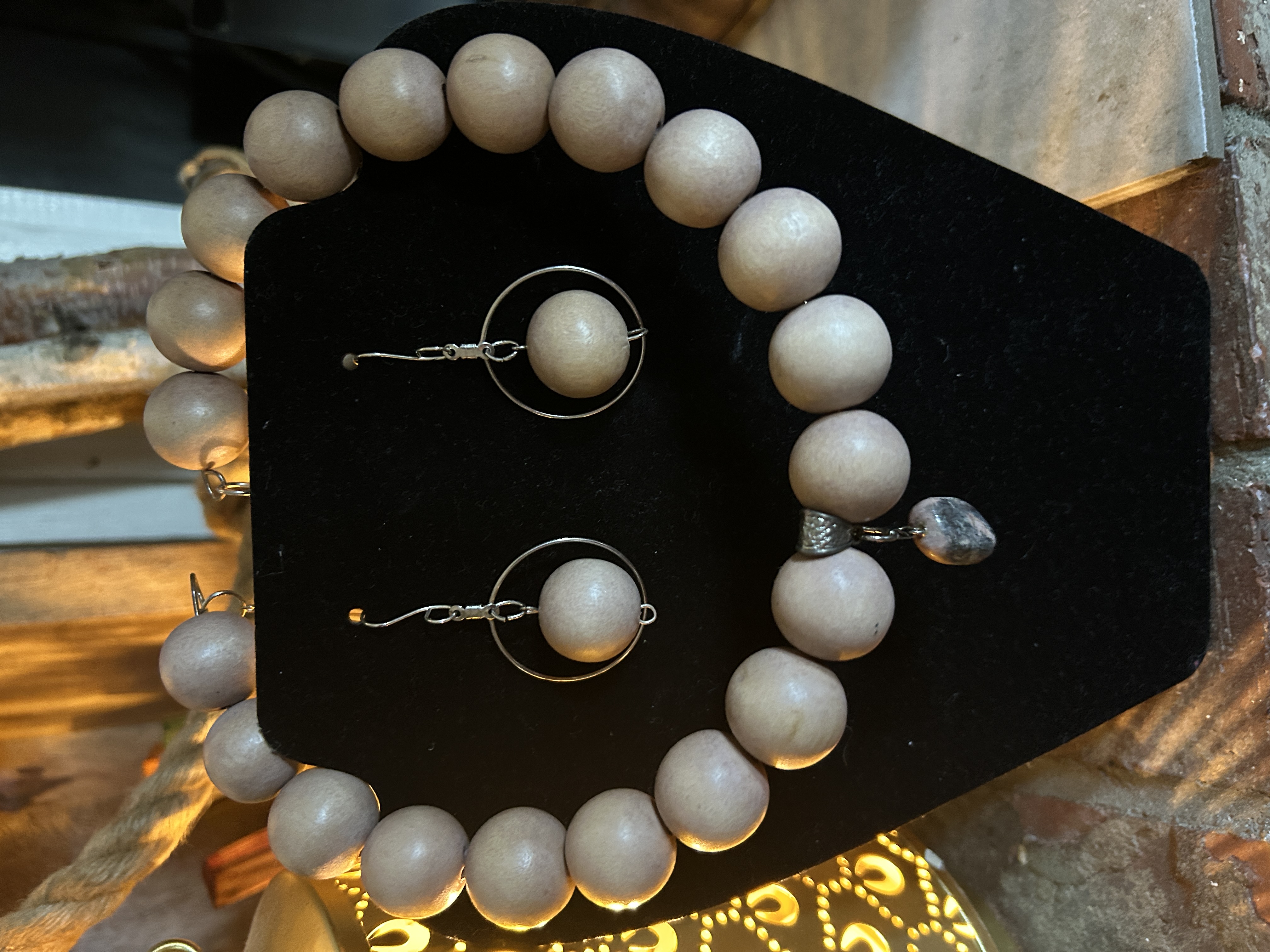 Natural Wooden Beaded Jewelry Set