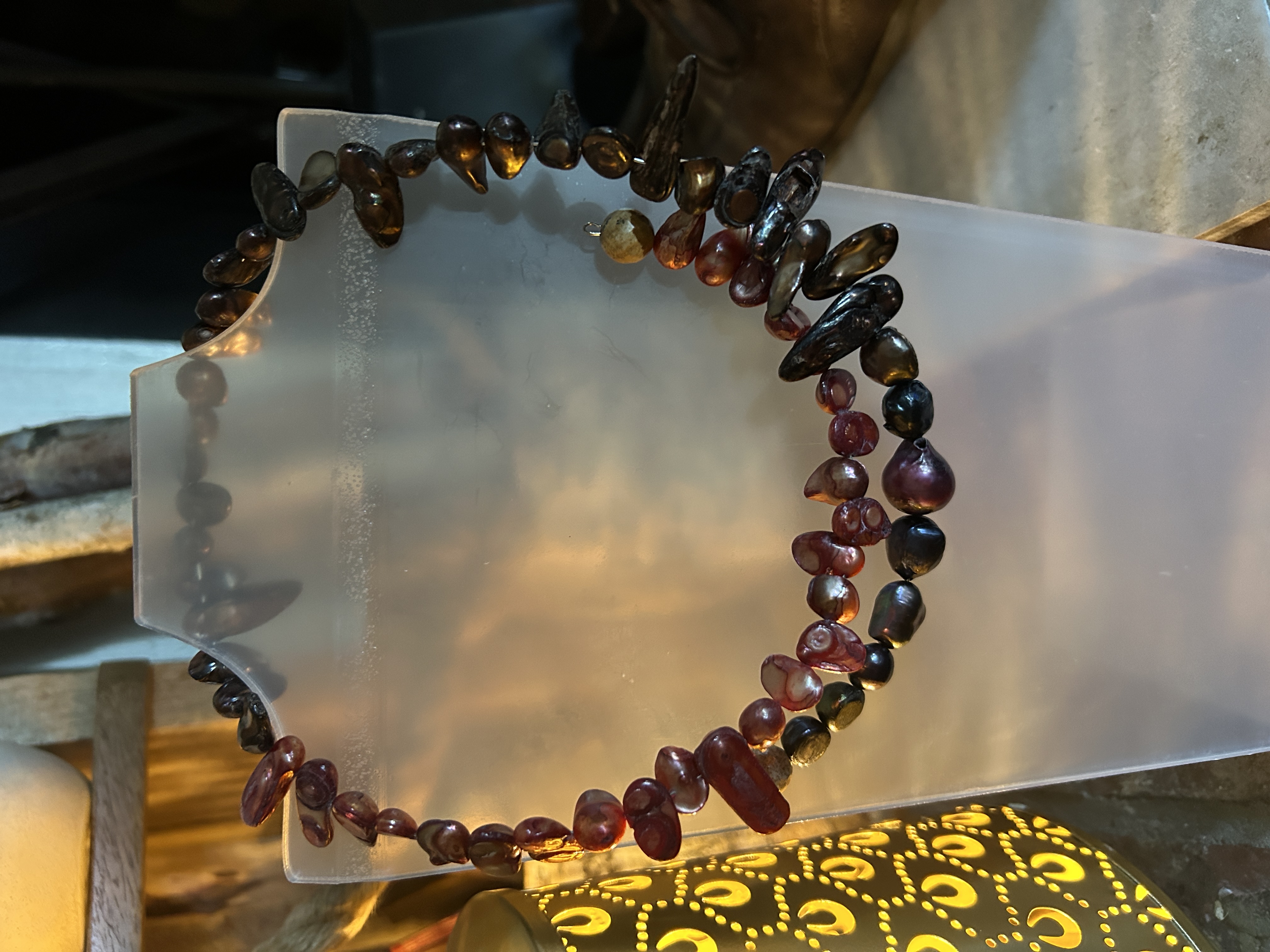 Handcrafted Garnet and Obsidian Bead Choker Necklace