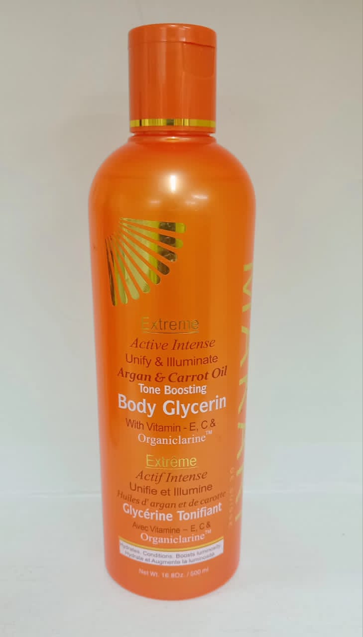 Makari Body Glycerin.  Unifie & Illumine  Argan et Carotte Oil 500ml. 