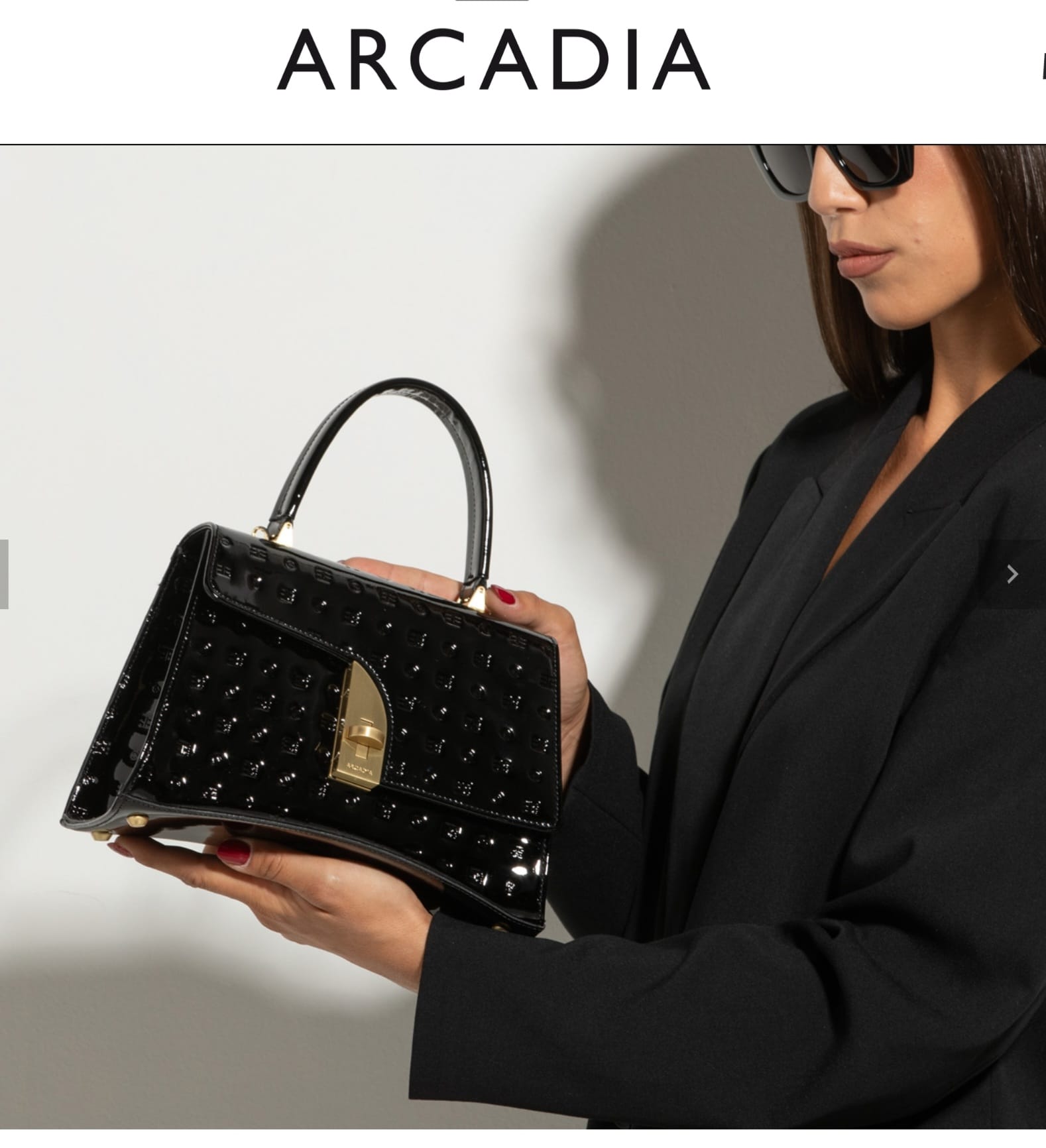 Arcadia Black Patent Leather Handbag