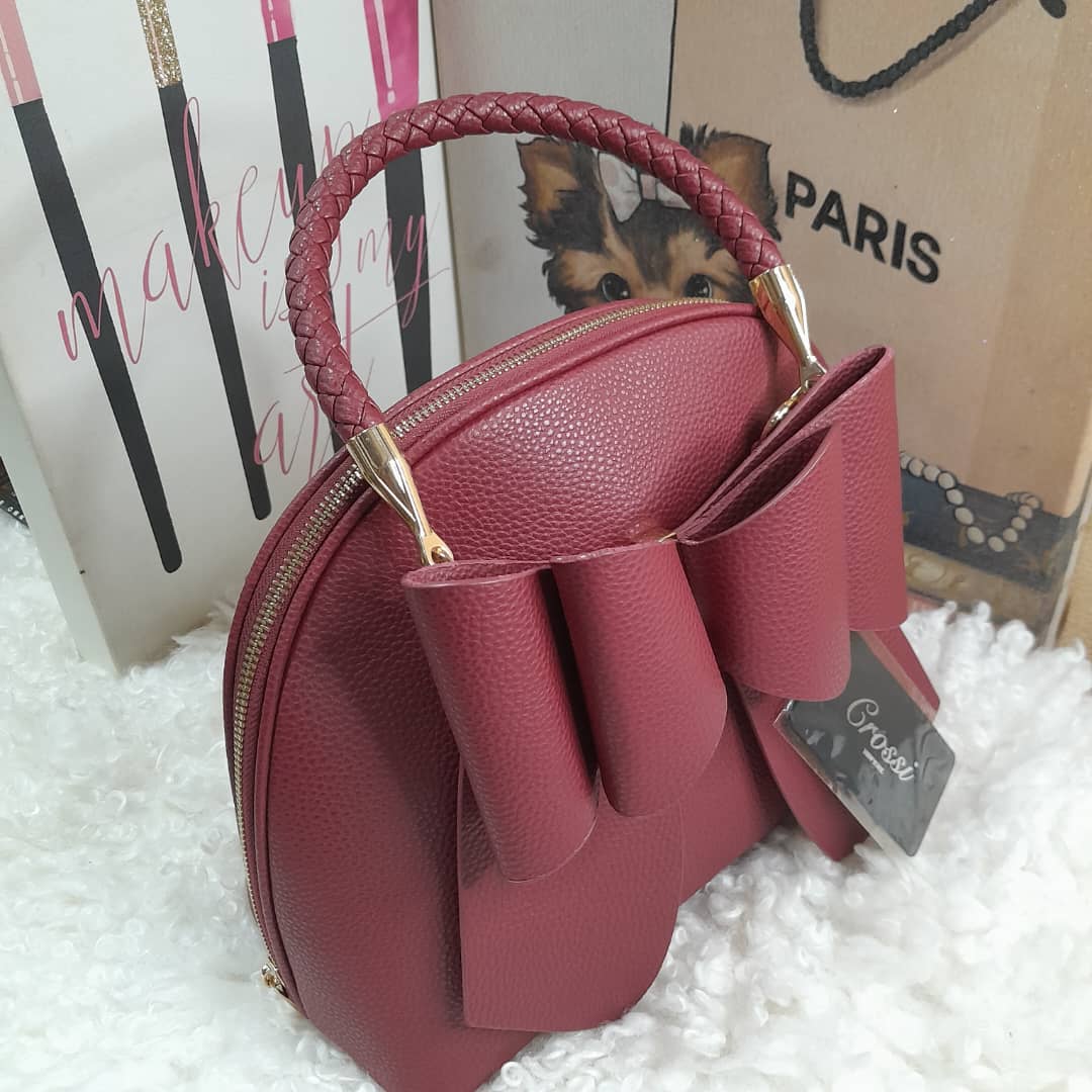 Sac à main avec nœud bordeaux