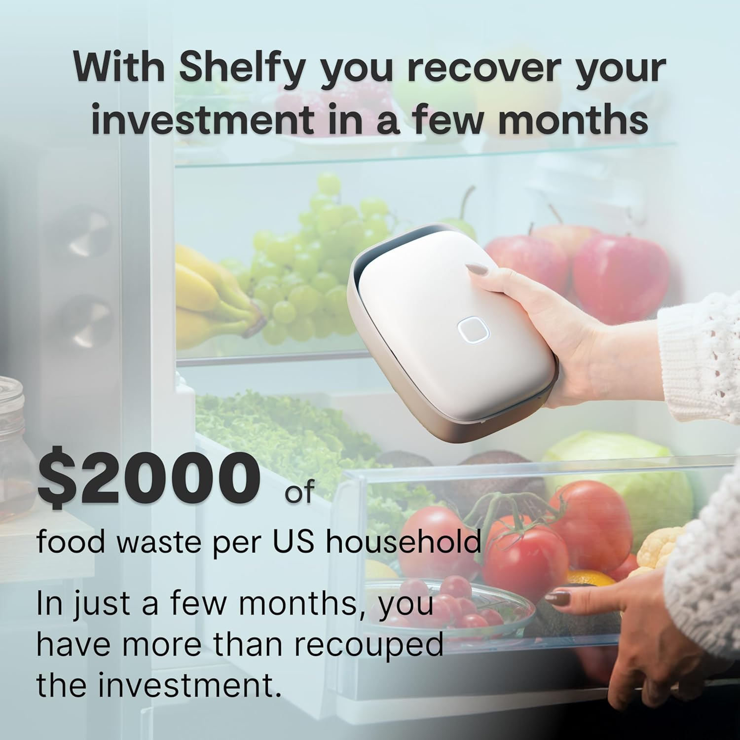 SHELFY Smart Refrigerator Device | Extends Food Freshness and Reduces Food Waste | Removes Bad Odors