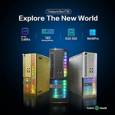Customized PC Black Treasure Box RGB Dell Desktop Quad Core I5