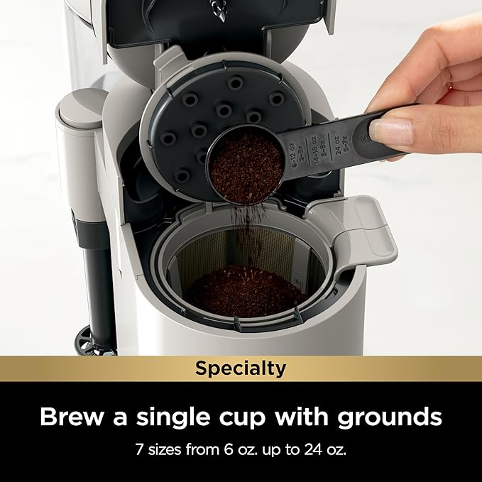 Ninja Pod & Grounds Specialty Single-Serve Coffee Maker, K-Cup Pod Compatible, Brews Grounds, Compact Design, Built-In Milk Frother