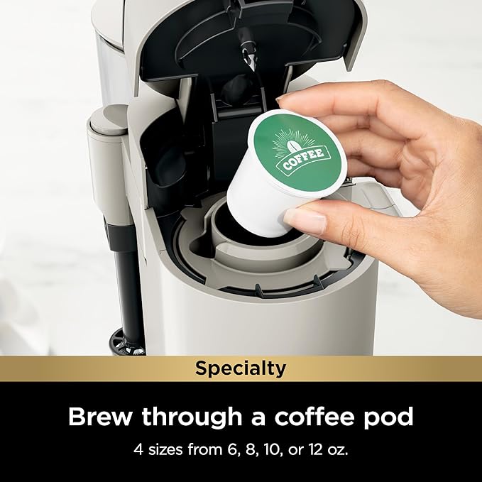 Ninja Pod & Grounds Specialty Single-Serve Coffee Maker, K-Cup Pod Compatible, Brews Grounds, Compact Design, Built-In Milk Frother