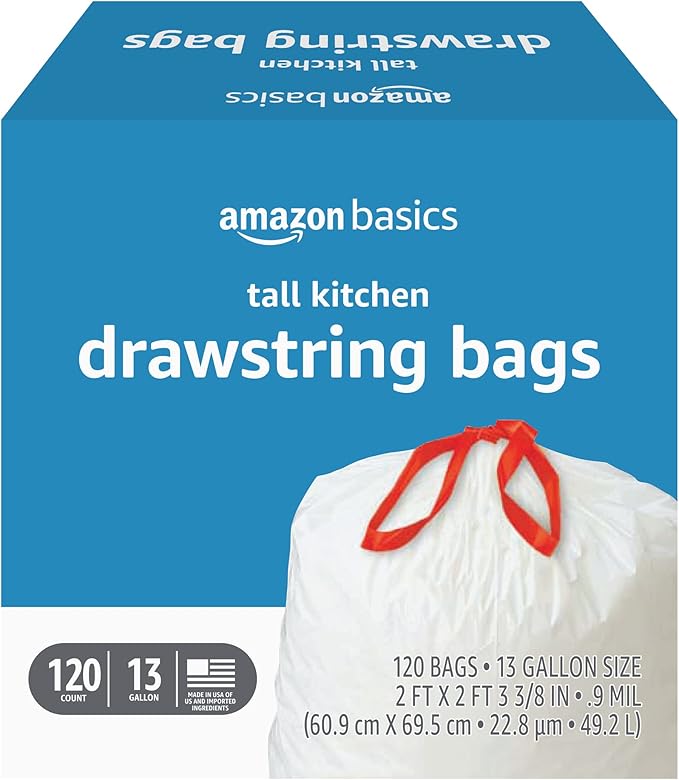 Amazon Basics Tall Kitchen Drawstring Bags