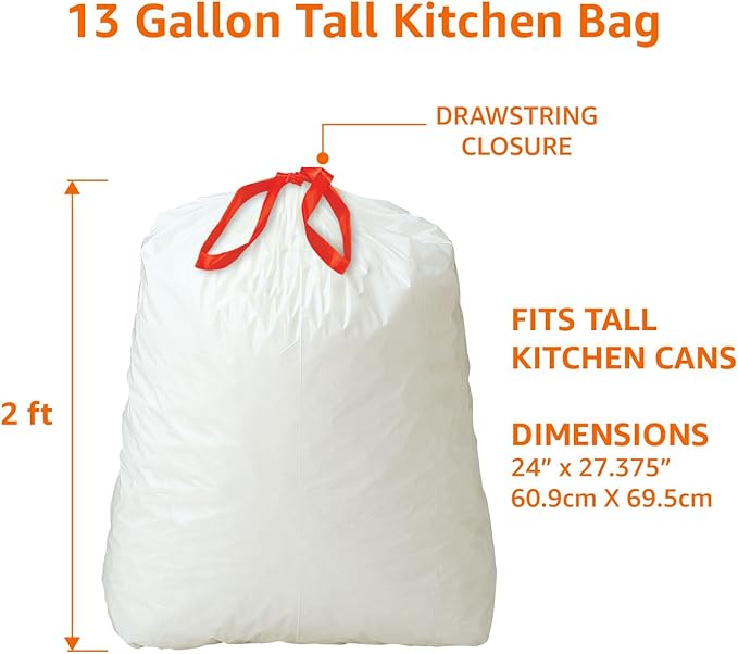Amazon Basics Tall Kitchen Drawstring Bags