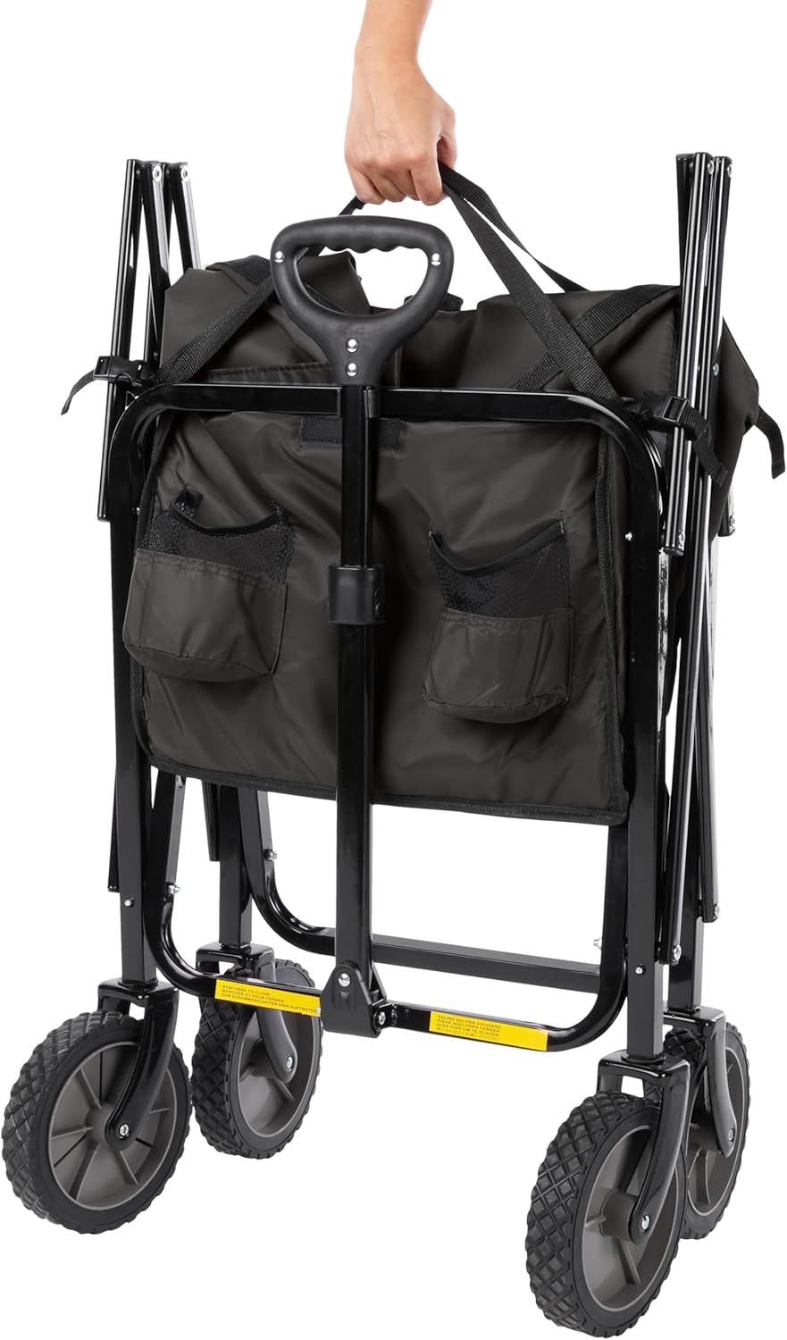Amazon Basics Collapsible Folding Outdoor Utility Wagon for Sports, Garden, Camping, and Shopping, Heavy Duty, Large Capacity, Black