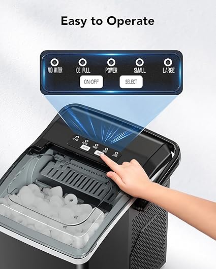 Ice Makers Countertop- Ice Maker Machine 6 Mins 9 Bullet Ice, 26 Lbs/24 Hrs, Portable Countertop Ice Maker with Self Cleaning Function, Ice Maker for Home/Kitchen/Party, 11.65"Dx9.37"Wx11.42"H, Black