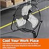 Amazon Basics 18" High Velocity Industrial Fan, Floor Fan, with 3 Speeds, Tilt Head, ETL-Listed Safety Compliance, Metal Housing/Blades, Ideal for Industrial/Commercial Space/Garage/Gym, 100W, Black