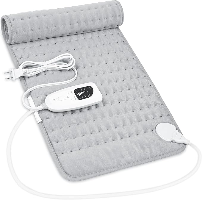 EHeating Pad,Electric Heating Pads for Back,Neck,Abdomen,Fathers Day Dad Gifts,Moist Heating Pad for Shoulder,Knee,Arms,Legs,Dry/Moist Heat & Auto Shut Off,Birthday Gifts for Men(Light Gray, 24''×12'')